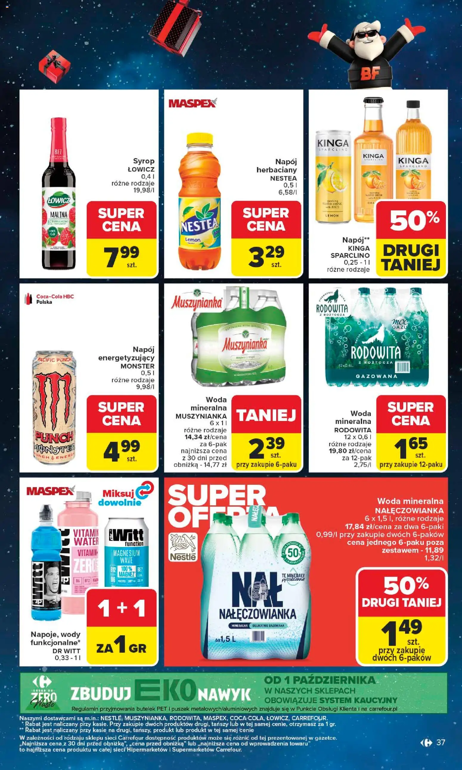Carrefour Black Friday od 24.11.2025 | Strona: 37 | Produkty: Syrop, Malina, Muszynianka, Woda