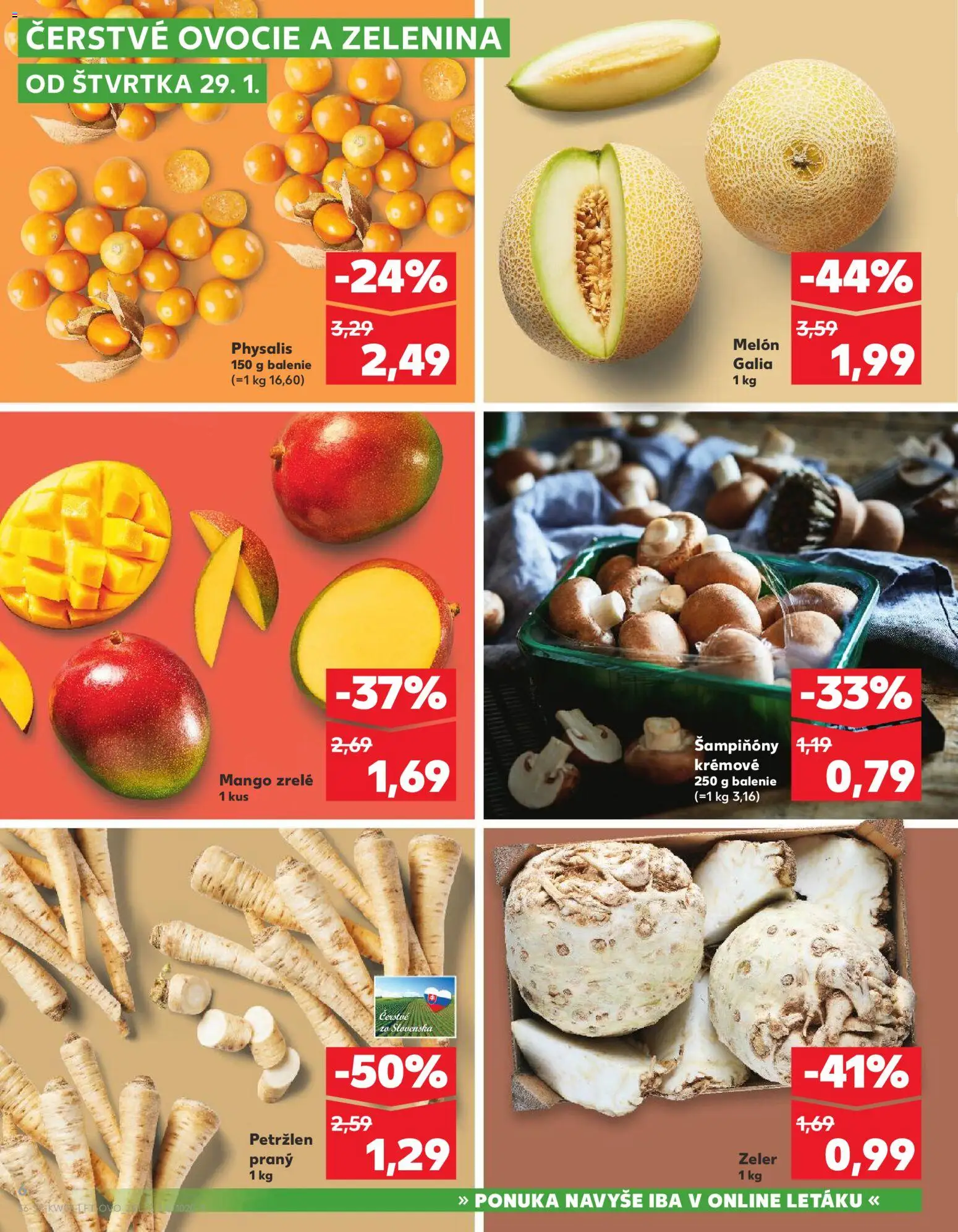 Nové Kaufland akcie – leták je platný od 29.01.2026 | Strana: 6 | Produkty: Mango, Melón, Petržlen, Ovocie