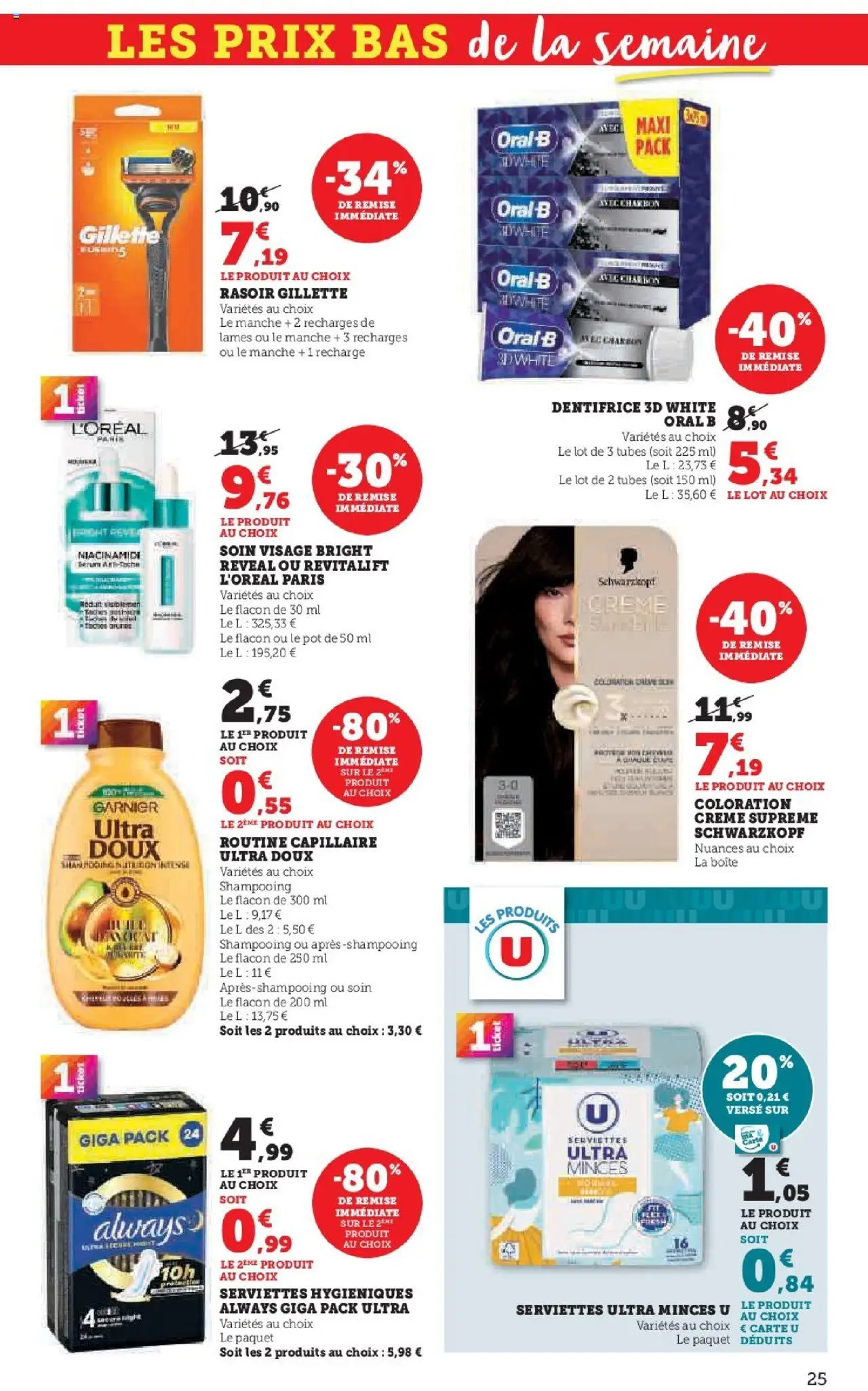 {H1} | Page: 25 | Produits: Rasoir, Coloration, Shampooing, Crème