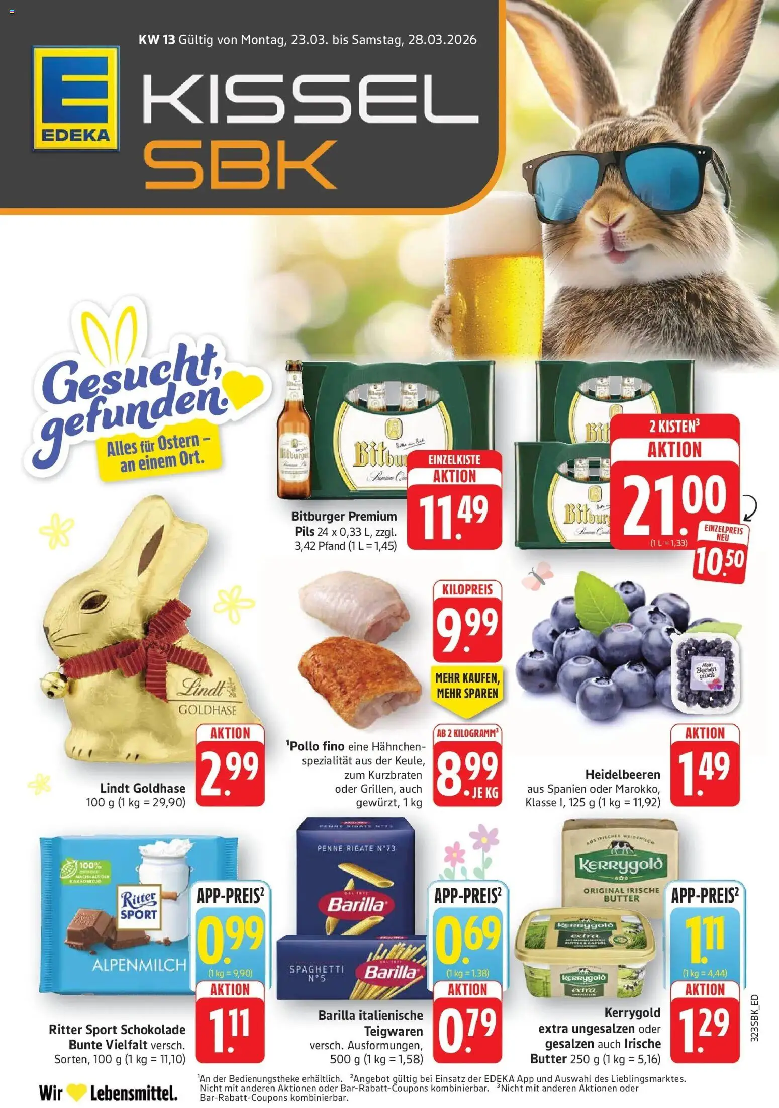 Edeka prospekt Pirmasens	 – gültig ab 23.03.2026 | Seite: 1 | Produkte: Schokolade, Ritter sport, Heidelbeeren, Lindt