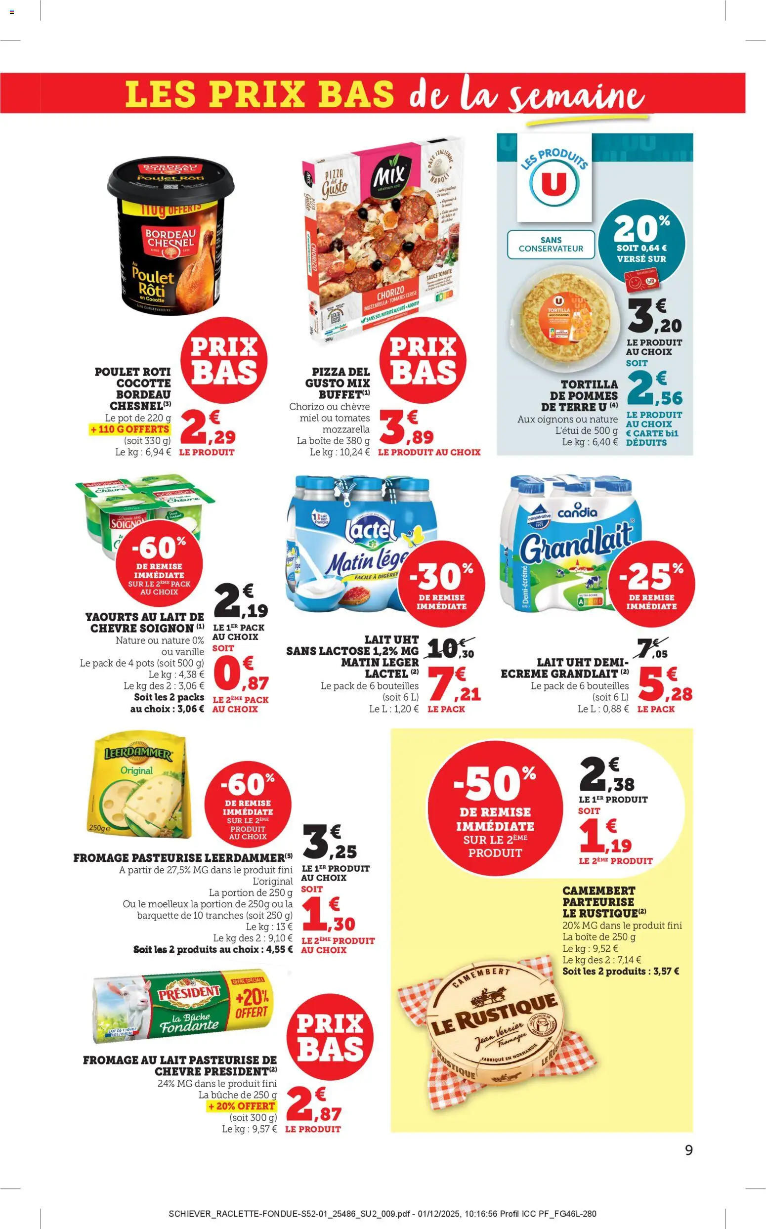 {H1} | Page: 9 | Produits: Yaourts, Pizza, Tomates, Oignons