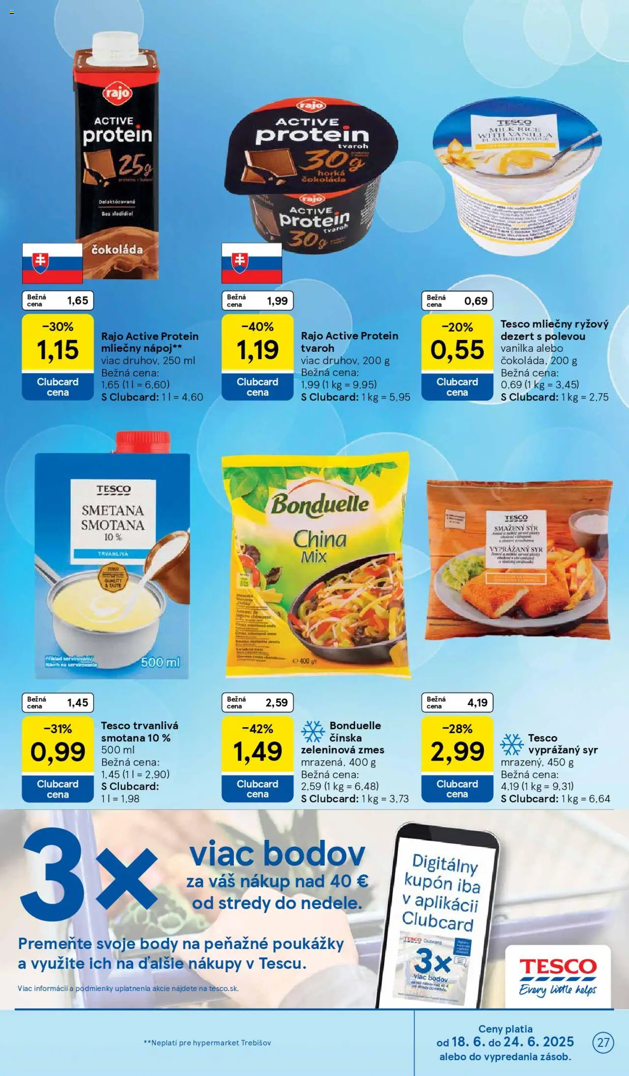 Tesco Hypermarket - leták │ platný od 18.06.2025 | Strana: 27 | Produkty: Smotana, Protein, Čokoláda, Tvaroh