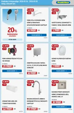 Praktiker akciós újság - amely érvényes a következő dátumtól: 26.02.2026 | Oldal: 5 | Termékek: Csaptelep, Ülőke, WC, Mosdó