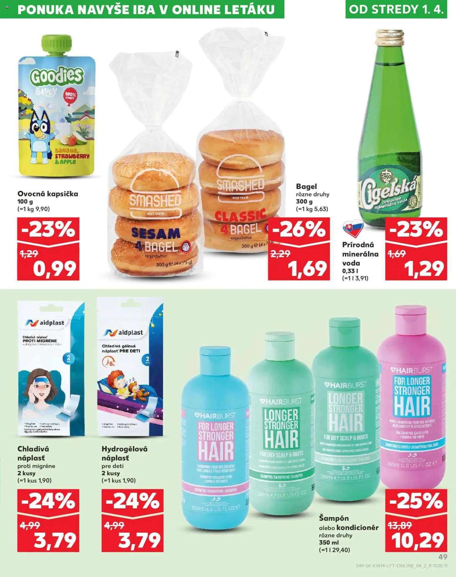 Nové Kaufland akcie – leták je platný od 01.04.2026 | Strana: 49 | Produkty: Apple, Kondicionér, Voda, Minerálna voda