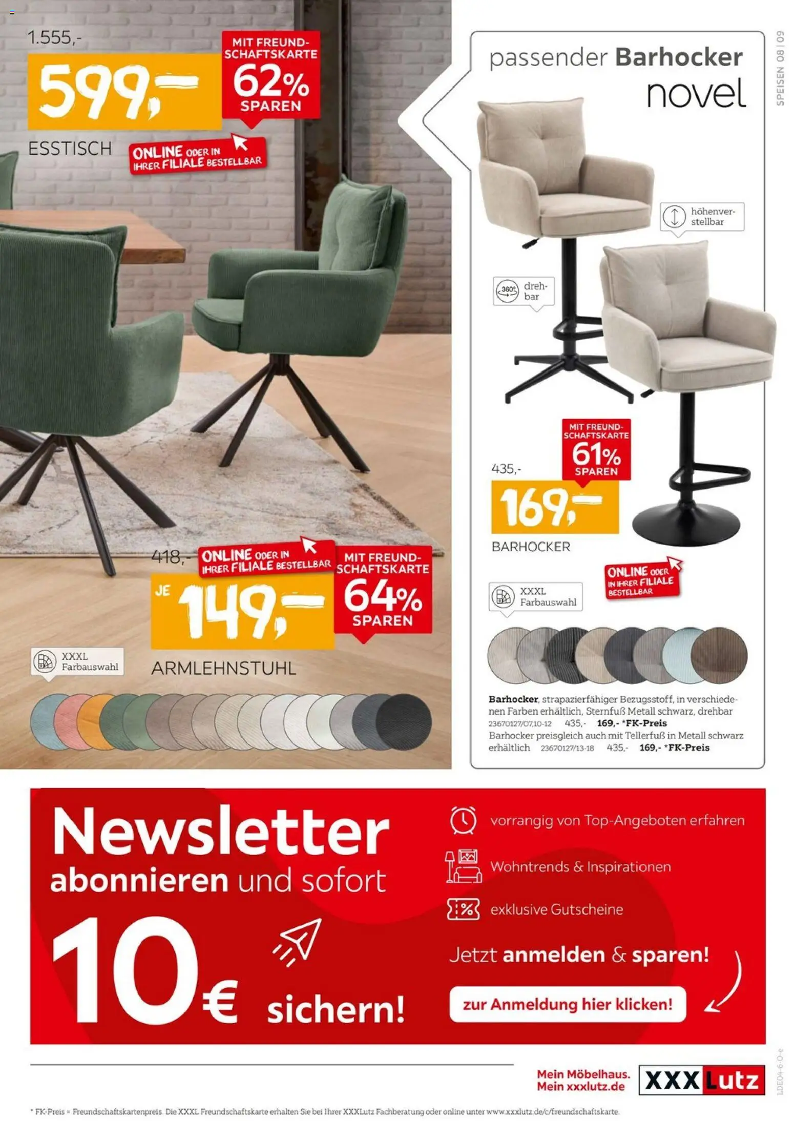 XXXLutz Speisen Preishits – gültig ab 04.04.2026 | Seite: 9 | Produkte: Esstisch, Barhocker