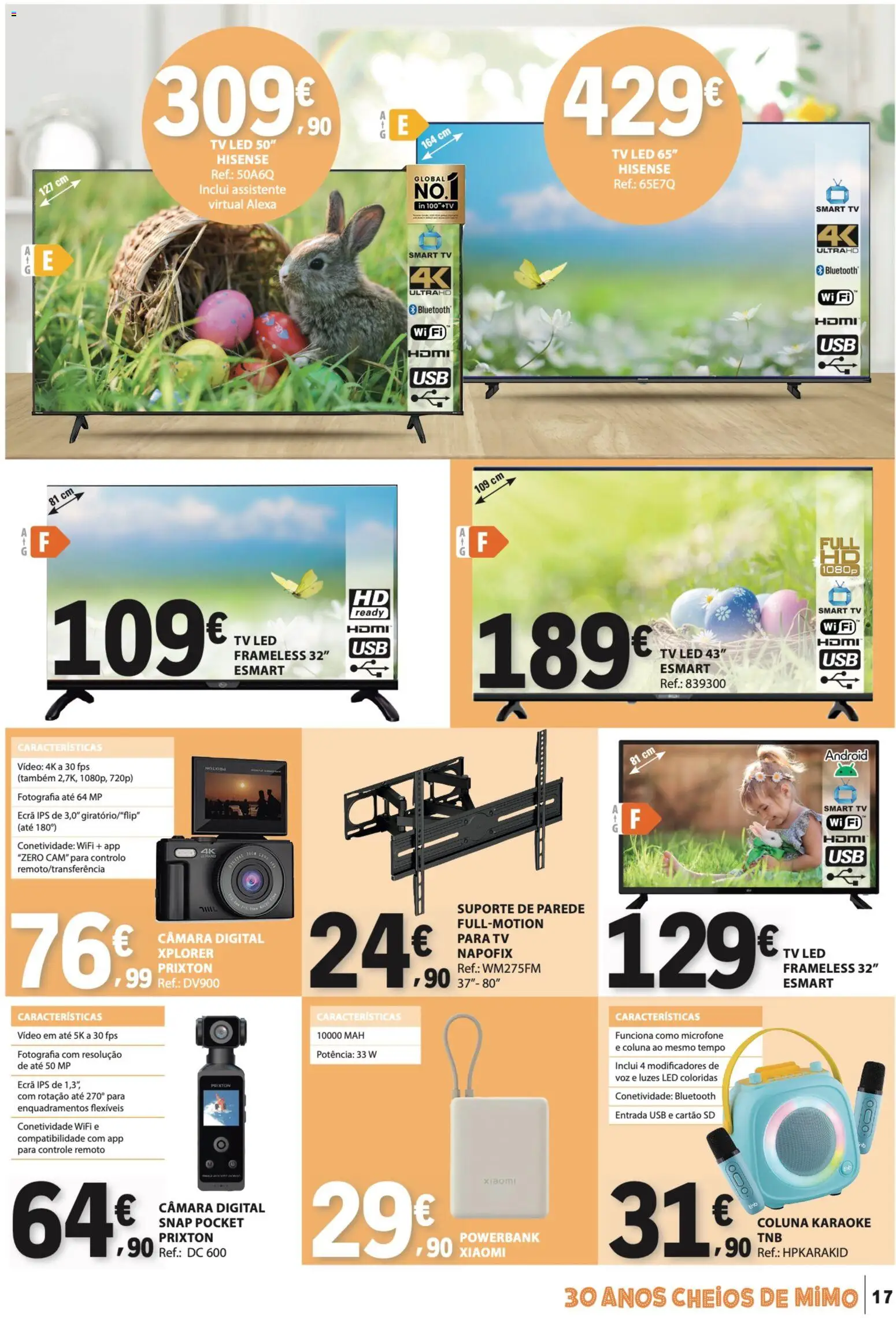 E.Leclerc Não Alimentar │ válido de 26.03.2026 | Página: 17 | Produtos: Vídeo, Microfone, USB, Tv led