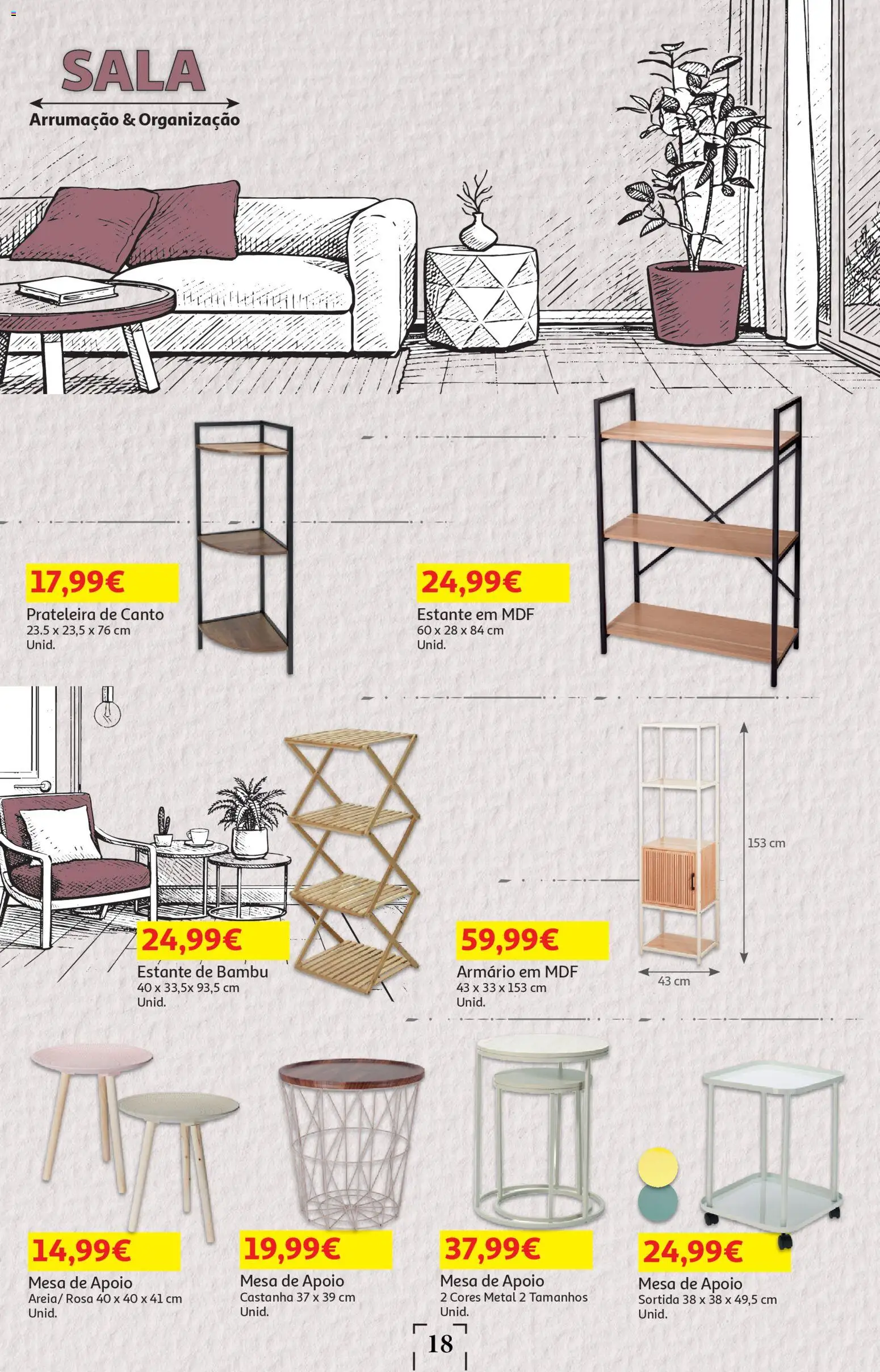 Auchan - Festa das Marcas │ válido de 03.03.2026 | Página: 18 | Produtos: Armário, Prateleira, Mesa