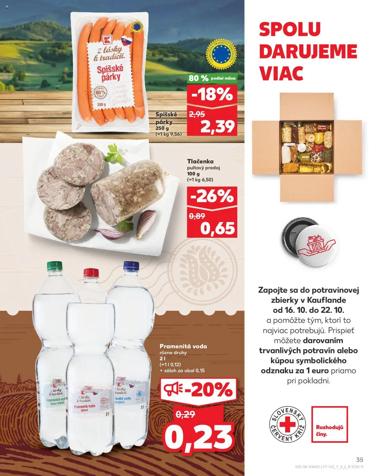 Nové Kaufland akcie – leták je platný od 16.10.2025 | Strana: 35 | Produkty: Voda, Párky