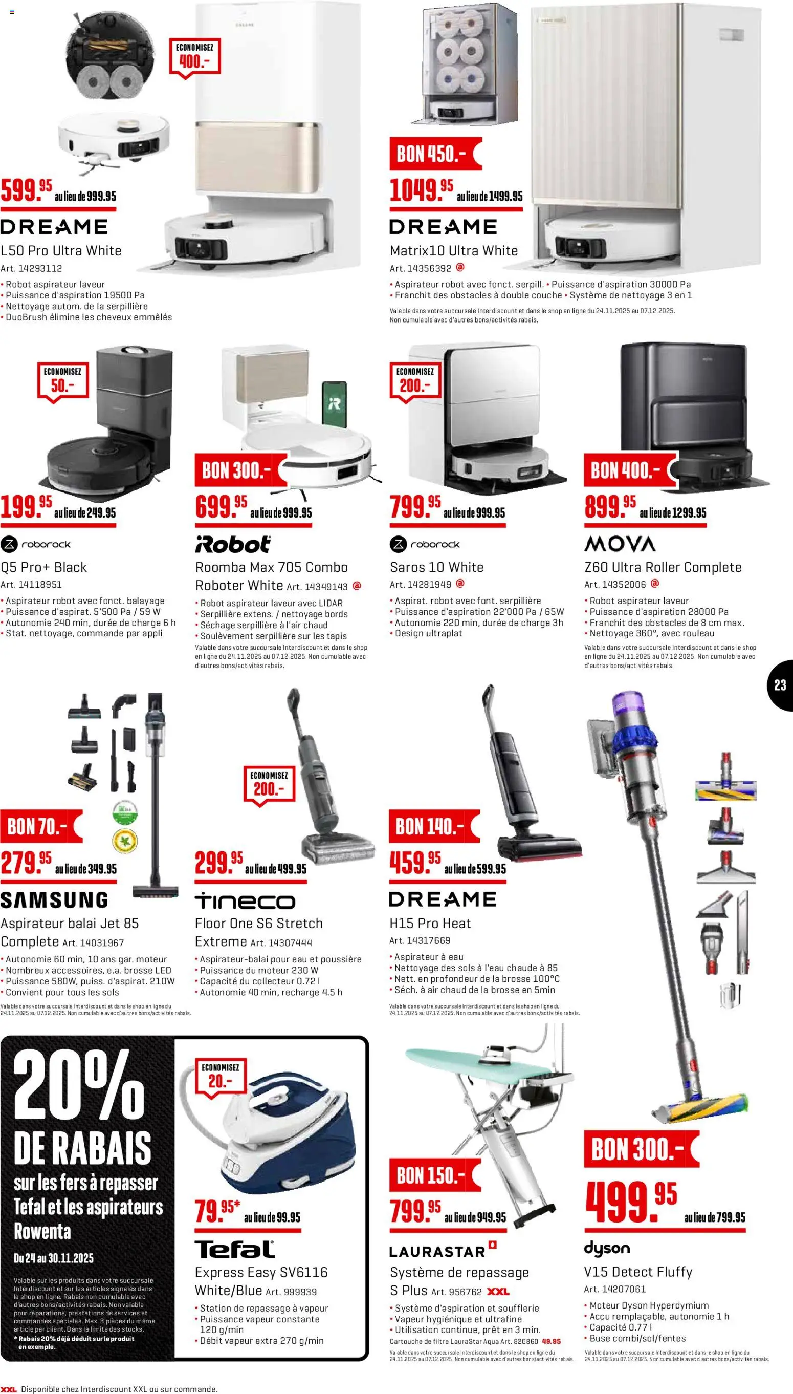 Interdiscount Black Friday FR – gültig ab 24.11.2025 | Seite: 23 | Produkte: Roboter, Samsung, Dyson