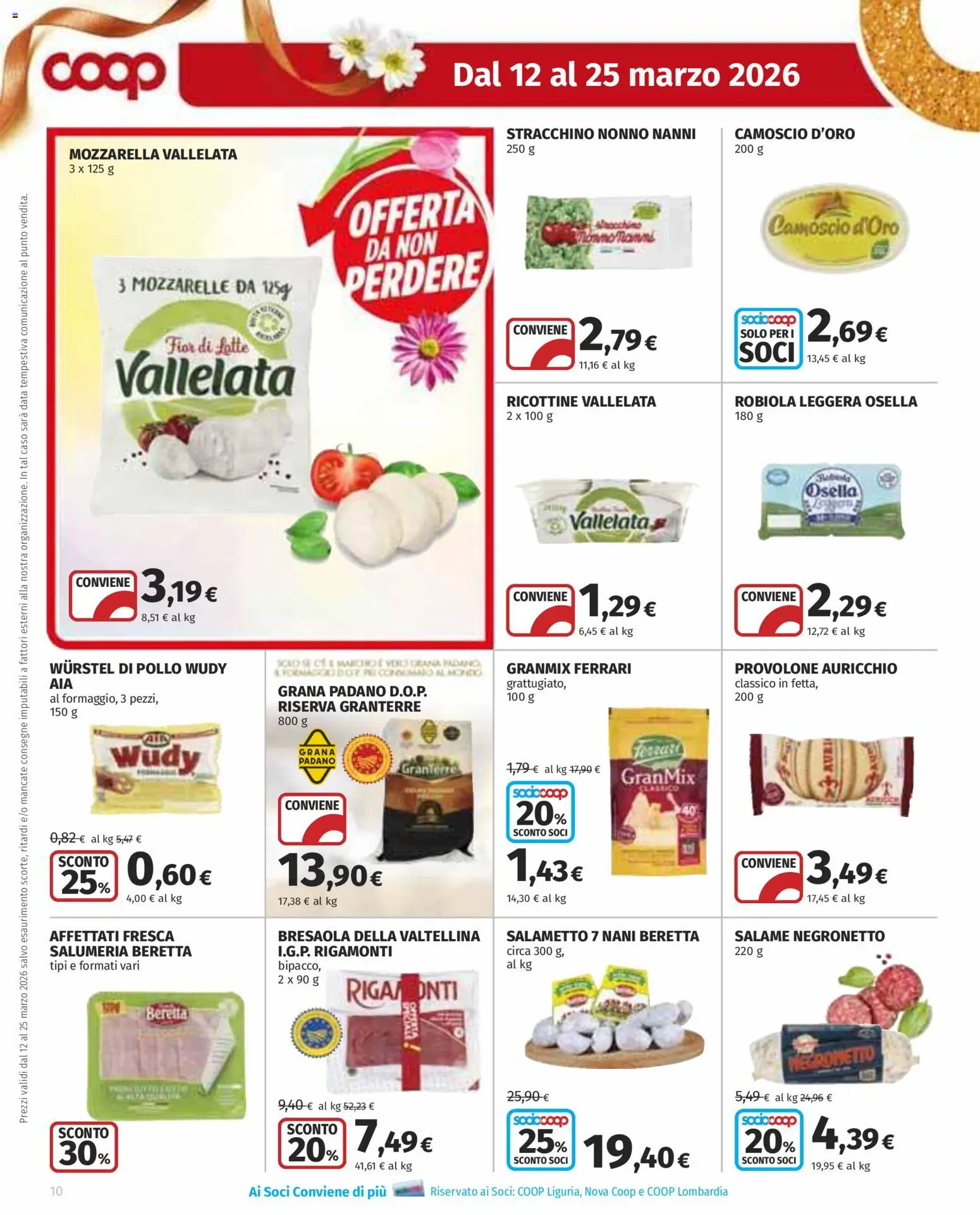 Volantino COOP del 12.03.2026 | Pagina: 10 | Prodotti: Provolone, Salame, Bresaola, Latte
