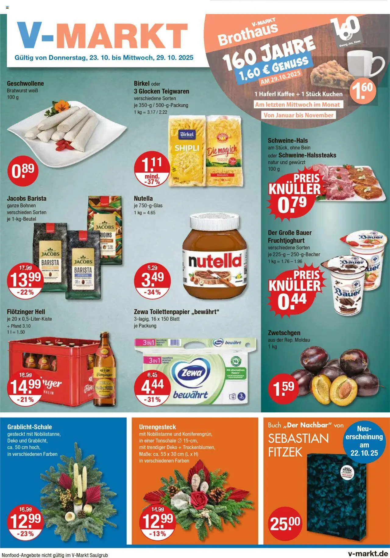 V-Markt - München – gültig ab 23.10.2025 | Seite: 1 | Produkte: Kaffee, Bratwurst, Nutella, Toilettenpapier