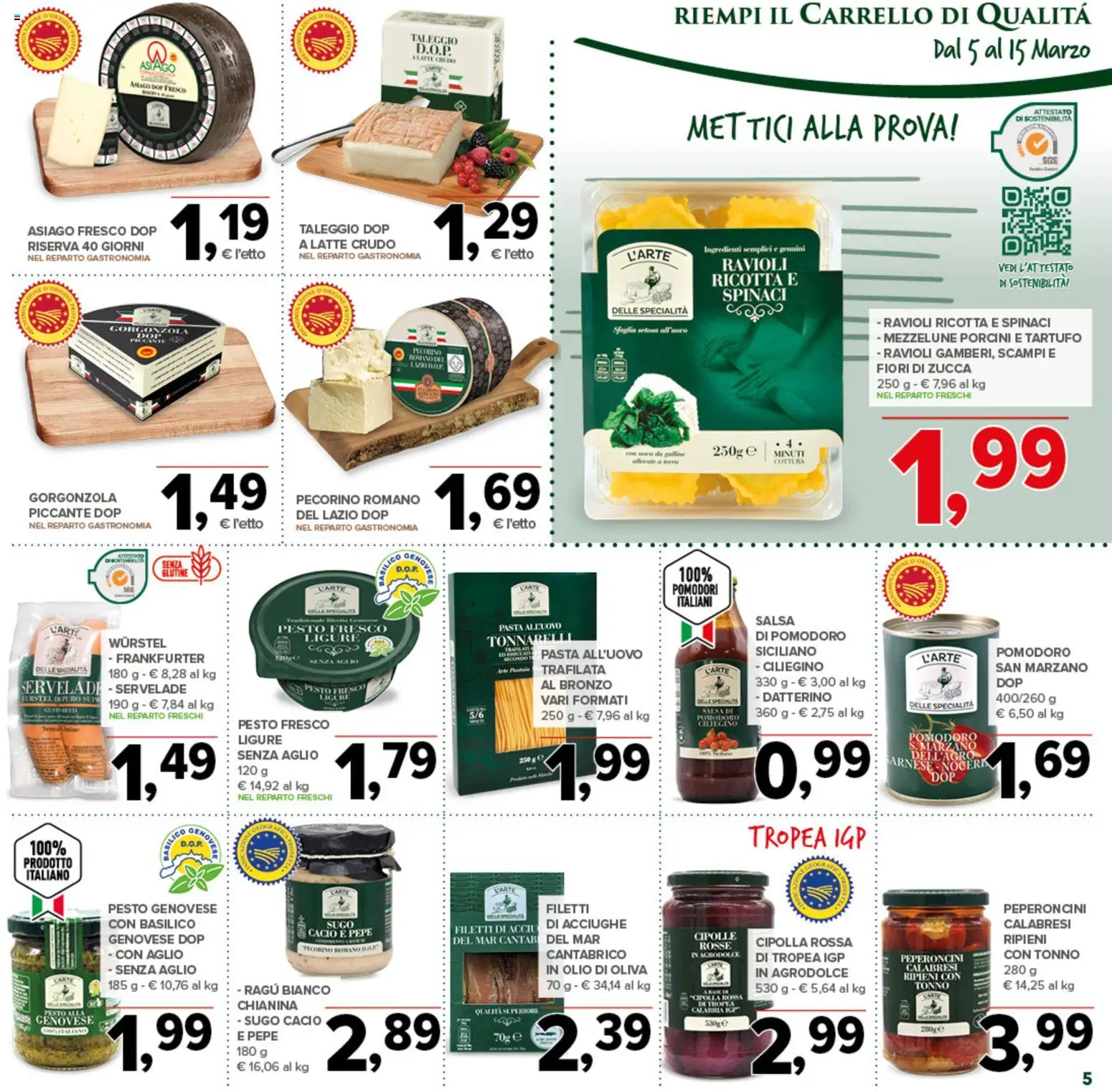 Volantino Todis del 05.03.2026 | Pagina: 5 | Prodotti: Pasta, Wurstel, Tonno, Ravioli