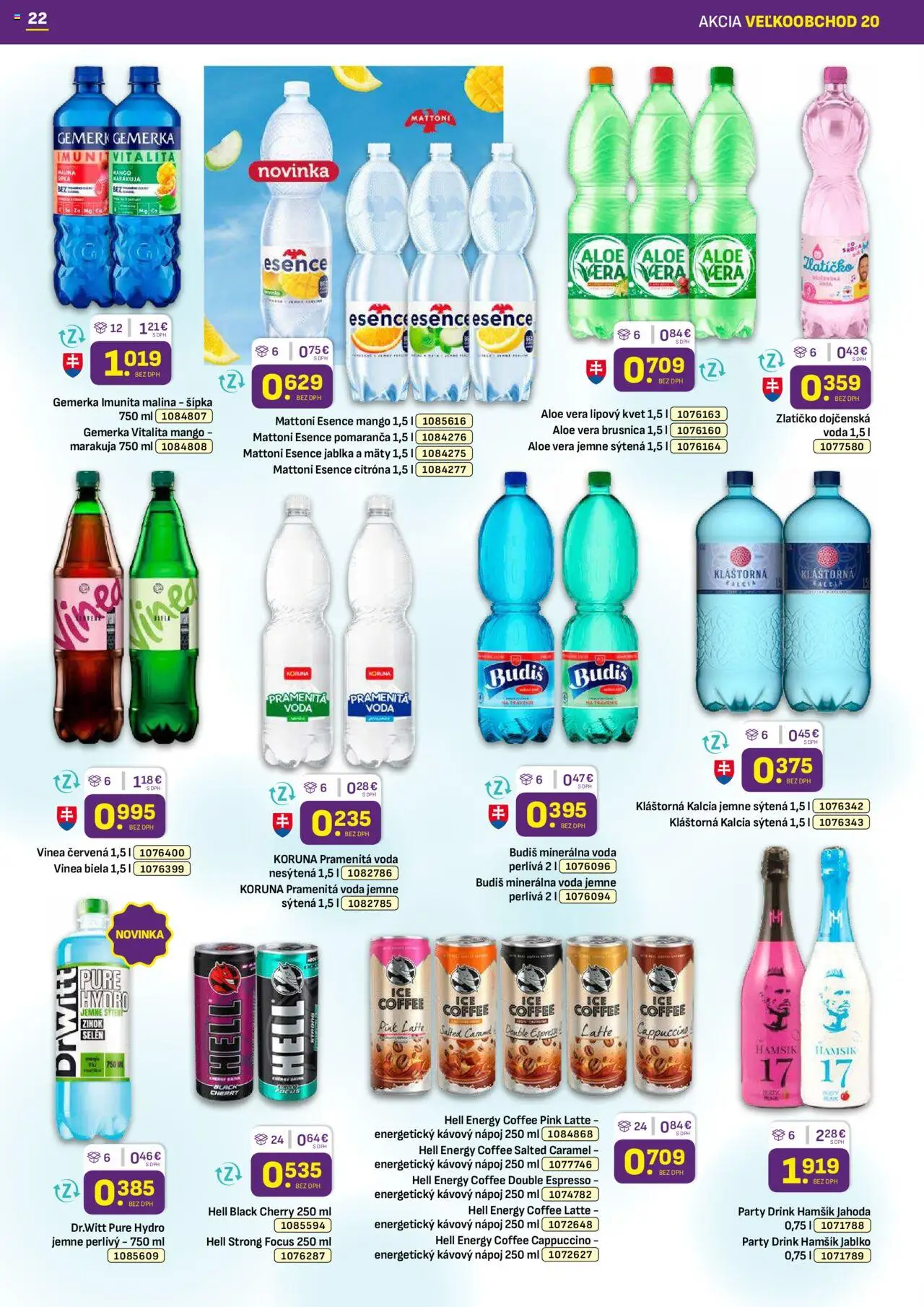 Nové Libex akcie – leták je platný od 06.10.2025 | Strana: 22 | Produkty: Voda, Minerálna voda, Mango, Vinea