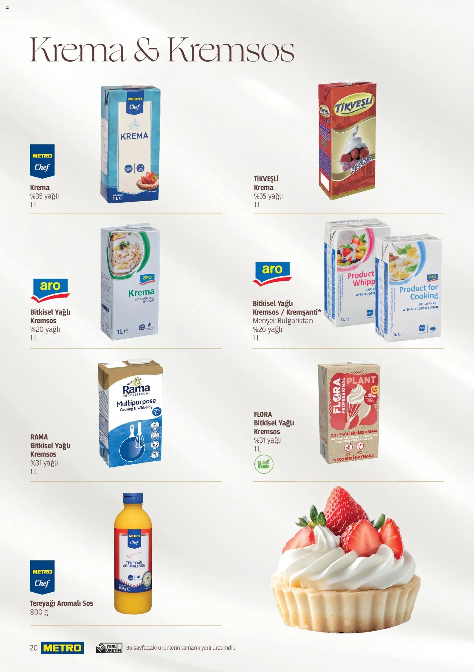 Metro - Pastacılık Kataloğu - 06.04.2026 tarihinden itibaren geçerlidir | Sayfa: 20 | Ürünler: Tereyağı, Krema, Sos