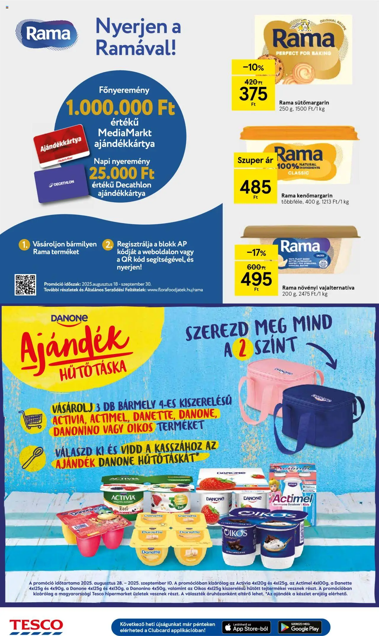 Tesco akciós ujság - amely érvényes a következő dátumtól: 28.08.2025 | Oldal: 20 | Termékek: Táska, Actimel, Rama