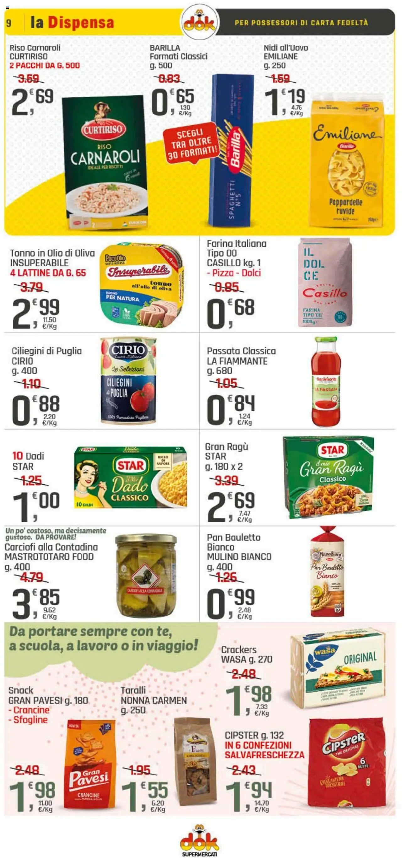 Volantino DOK del 09.10.2025 | Pagina: 9 | Prodotti: Pizza, Olio, Crackers, Taralli