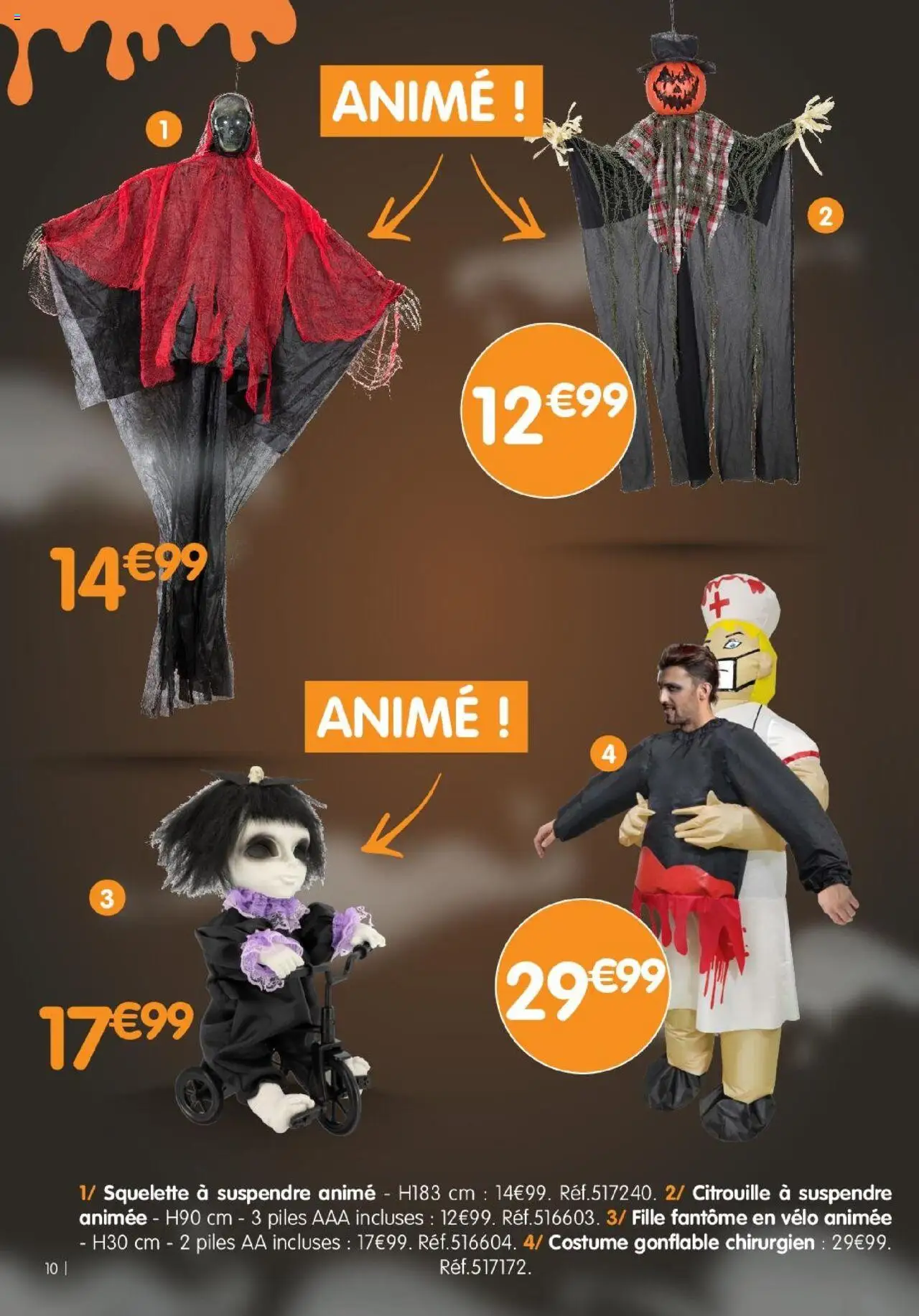  | Page: 10 | Produits: Vélo, Citrouille, Costume, Piles