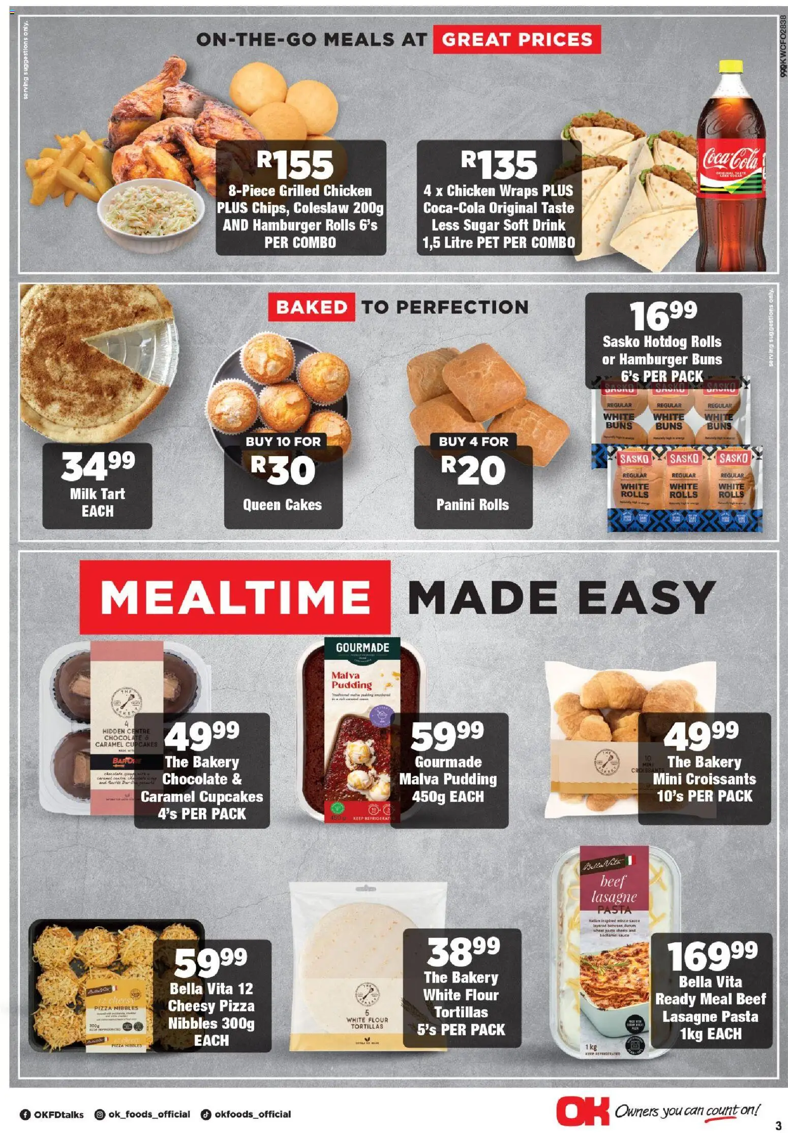 New OK Foods catalogue – valid from 24.04.2026 | Page: 3 | Products: Milk, Chicken, Beef, Caramel