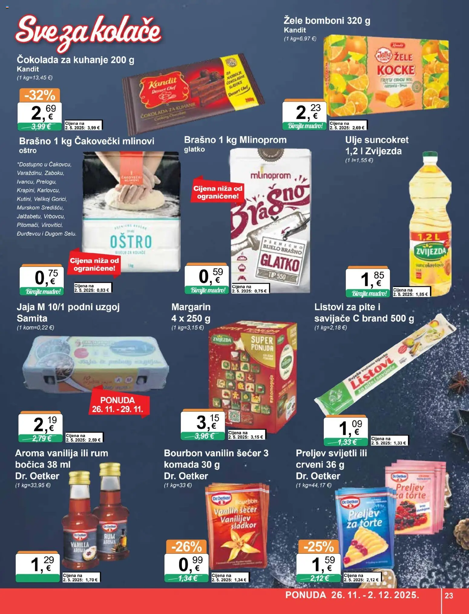 KTC katalog | vrijedi od 26.11.2025 | Stranica: 23 | Proizvodi: Listovi za pite, Jaja, Čokolada, Šećer