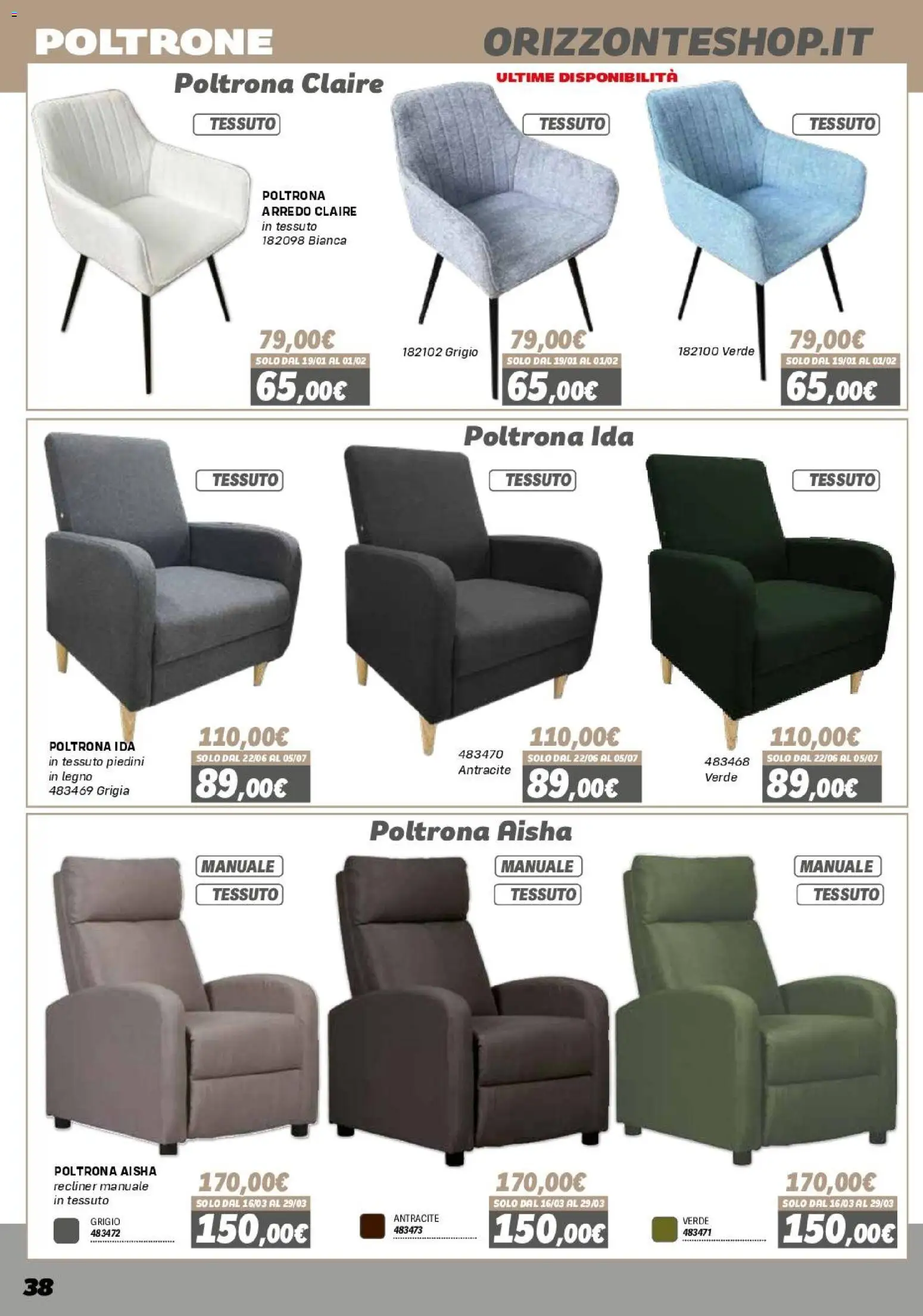 Volantino Orizzonte del 16.01.2026 | Pagina: 38 | Prodotti: Poltrona