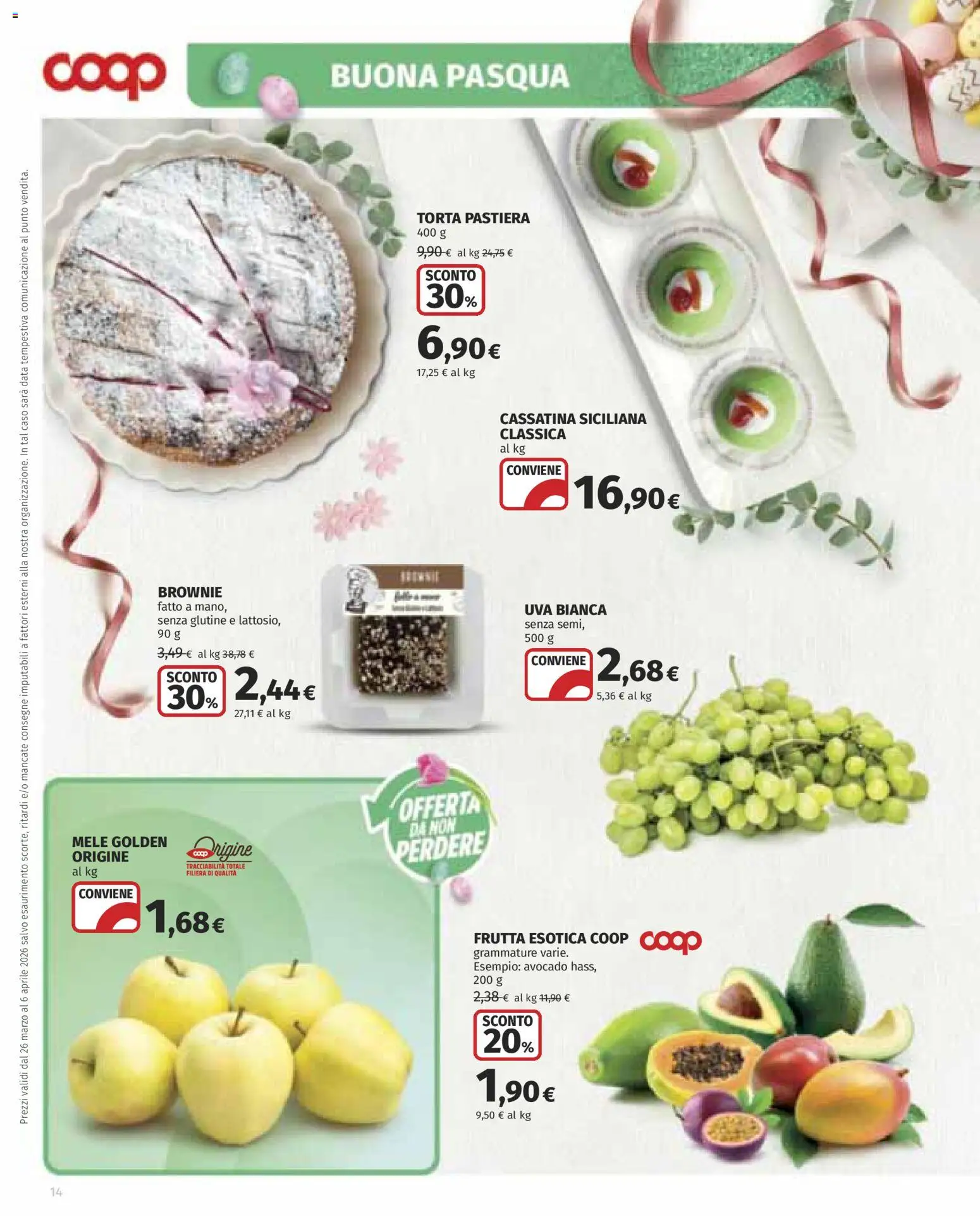Volantino COOP del 26.03.2026 | Pagina: 14 | Prodotti: Mele, Frutta, Uva, Torta