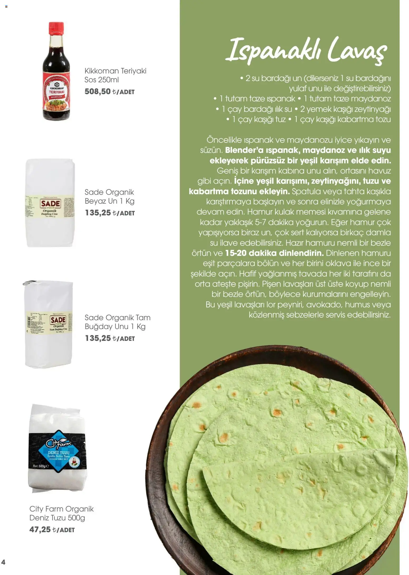 CarrefourSA Gurme  - 01.01.2026 tarihinden itibaren geçerlidir | Sayfa: 4 | Ürünler: Ispanak, Spatula, Tuz, Yulaf