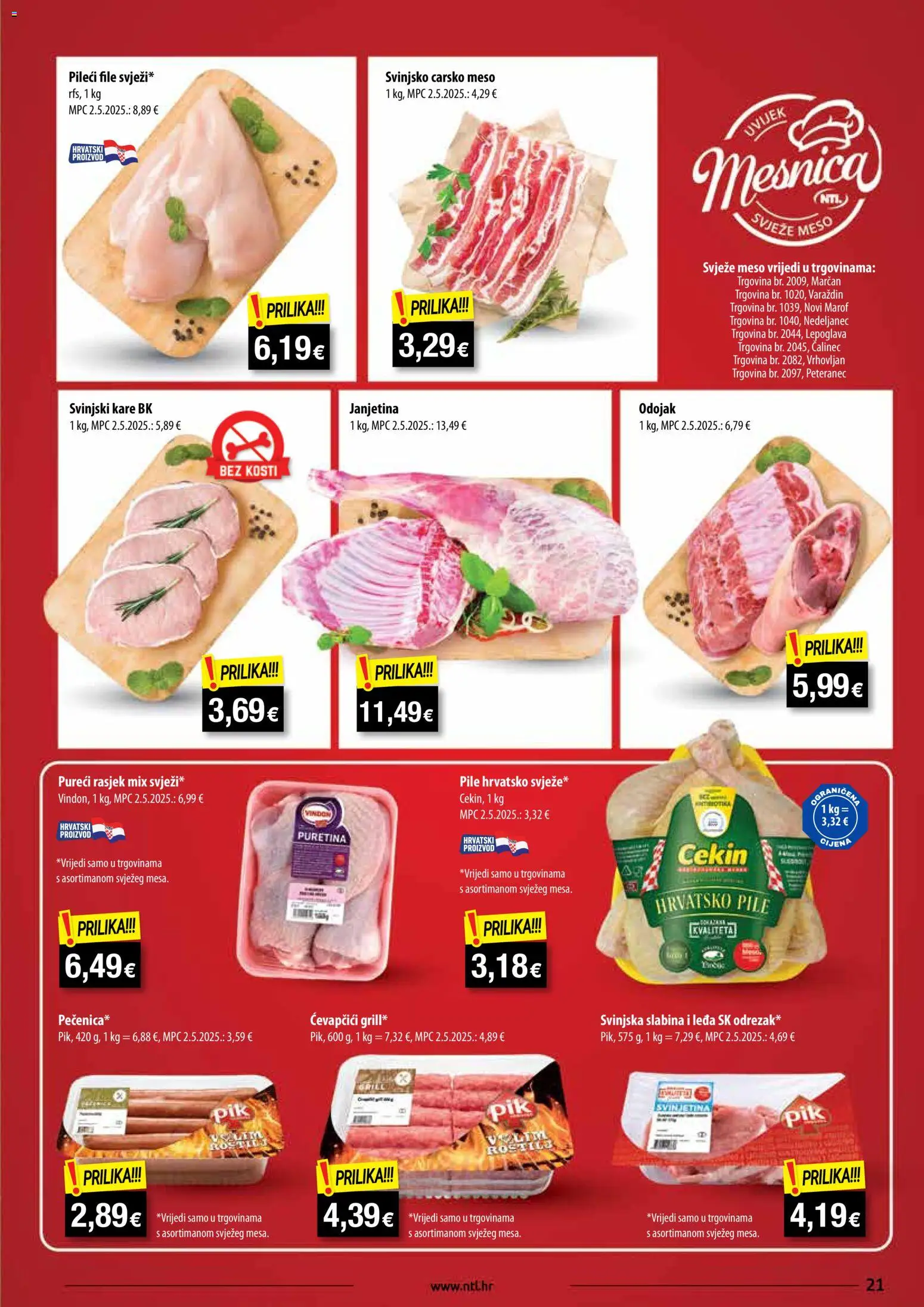 NTL katalog | vrijedi od 17.12.2025 | Stranica: 21 | Proizvodi: Puretina, Odojak, Carsko meso, Meso