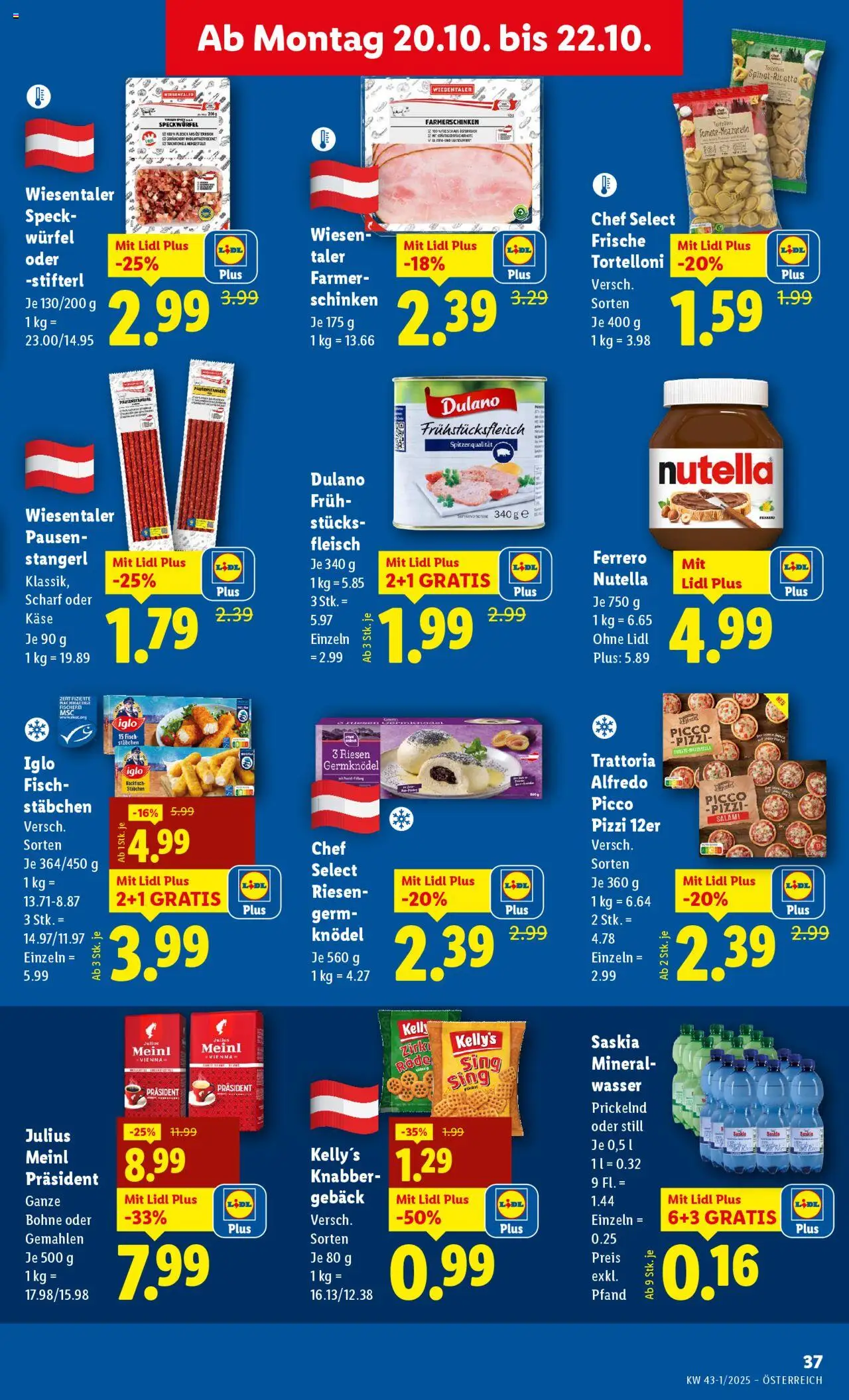 Lidl Flugblatt gültig ab 16.10.2025 | Seite: 43 | Produkte: Käse, Salami, Schinken, Fisch