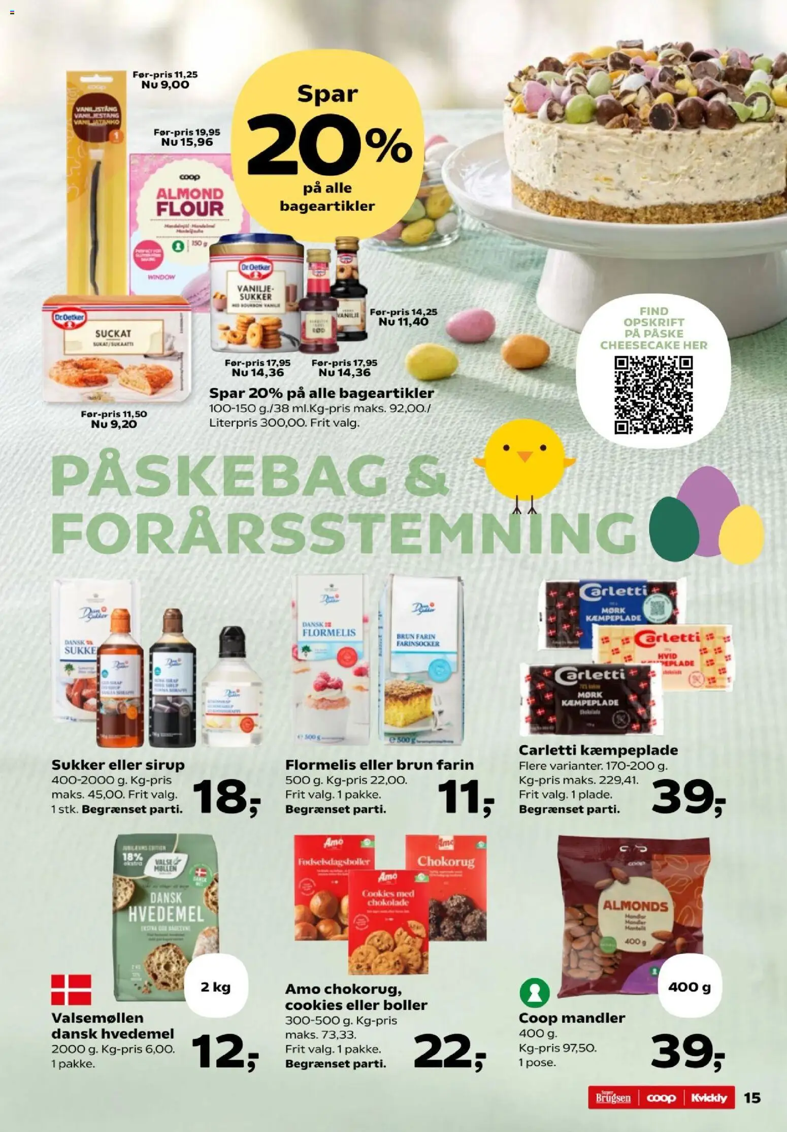 Kvickly tilbudsavis – gyldig fra 20.03.2026 | Side: 15 | Produkter: Chokolade, Brun farin, Hvedemel, Cookies
