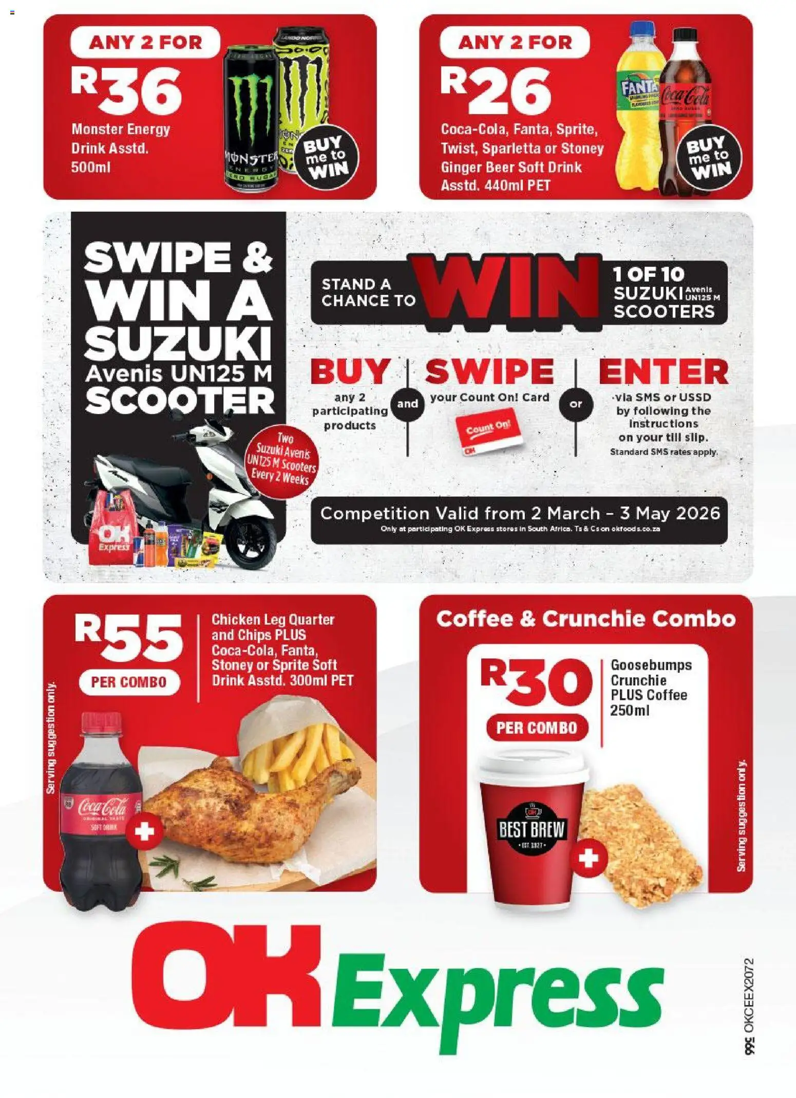 New OK Foods catalogue – valid from 06.04.2026 | Page: 1 | Products: Coffee, Chicken, Sprite, Stoney