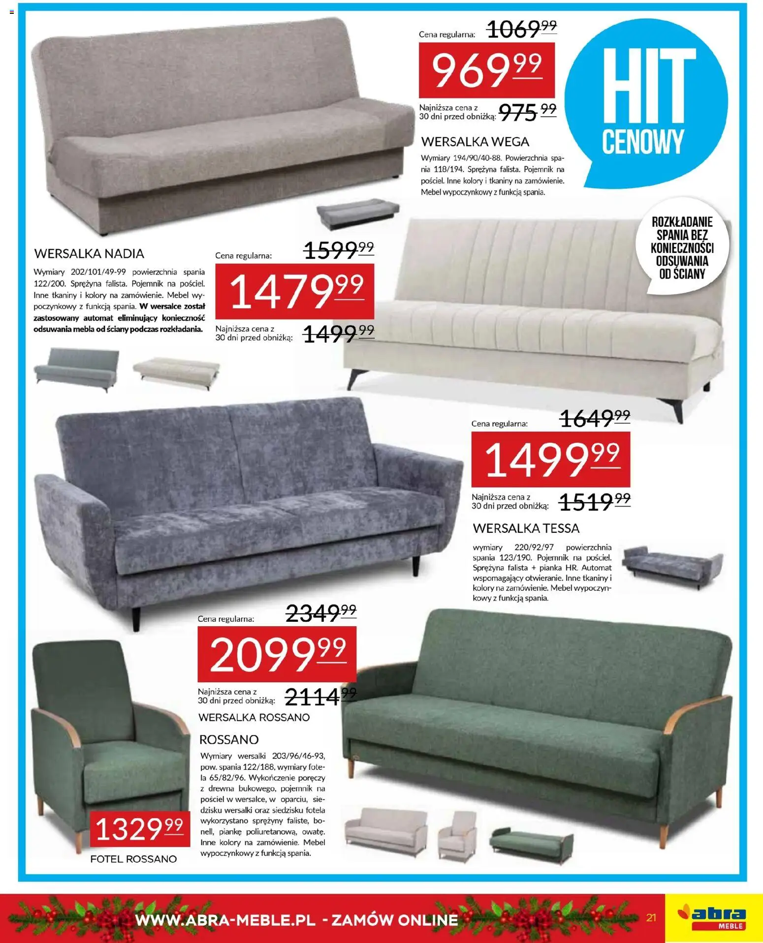Abra meble Gazetka od 03.12.2025 | Strona: 21 | Produkty: Pościel, Fotel