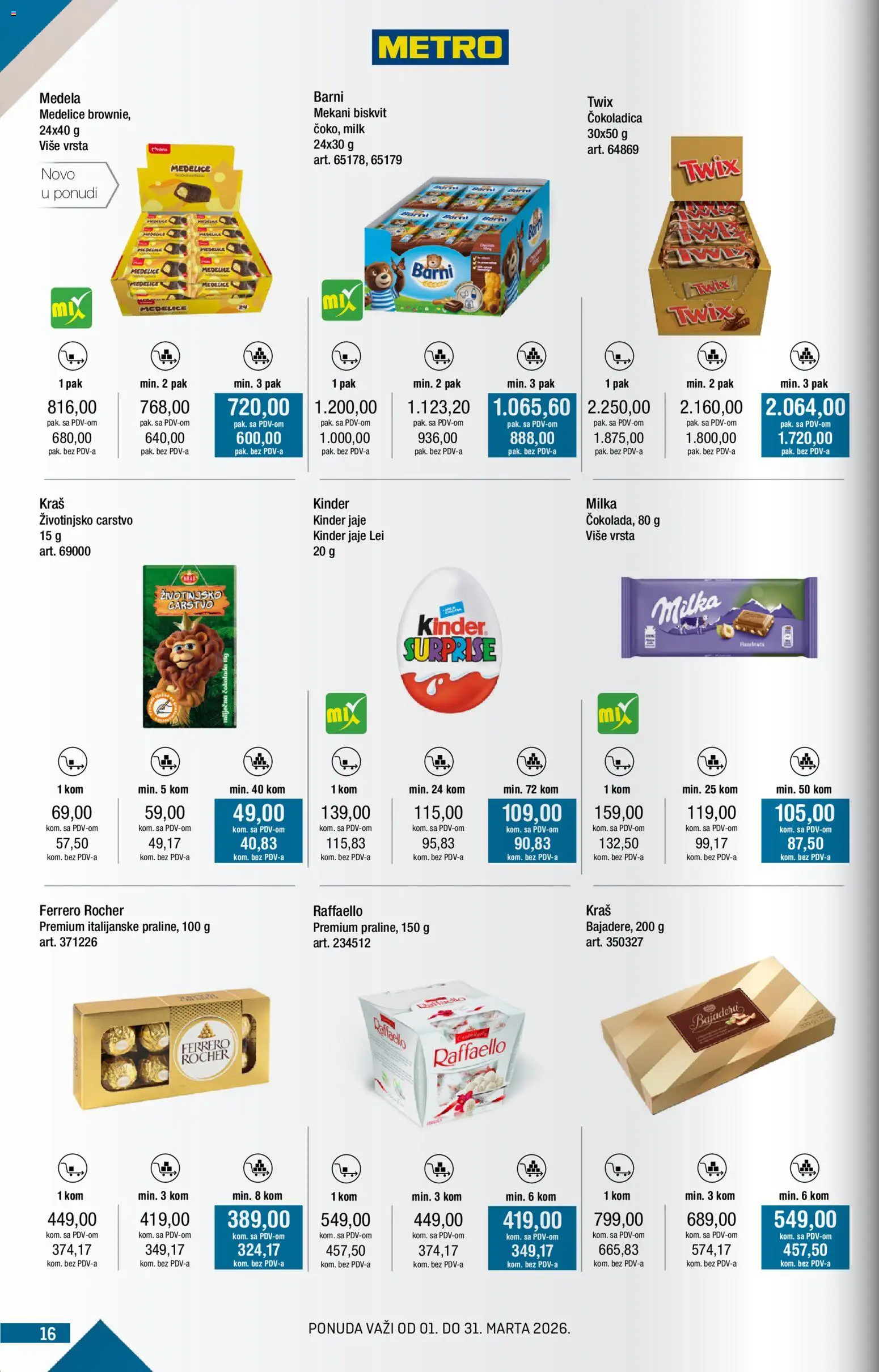 Metro katalog - važi od 01.03.2026 | Strana: 16 | Proizvode: Milka, Twix, Čokolada, Ferrero