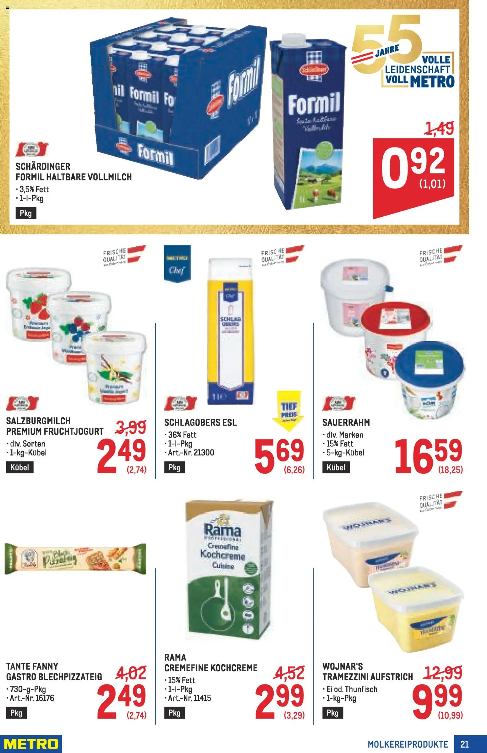Metro angebote Profi gültig ab 05.03.2026 | Seite: 21 | Produkte: Sauerrahm