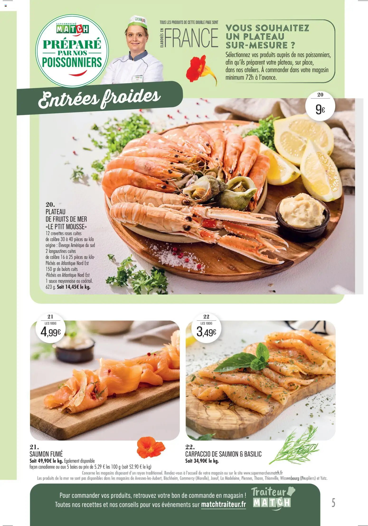 {H1} | Page: 5 | Produits: Fruits de mer, Bulots cuits, Saumon fumé, Crevettes