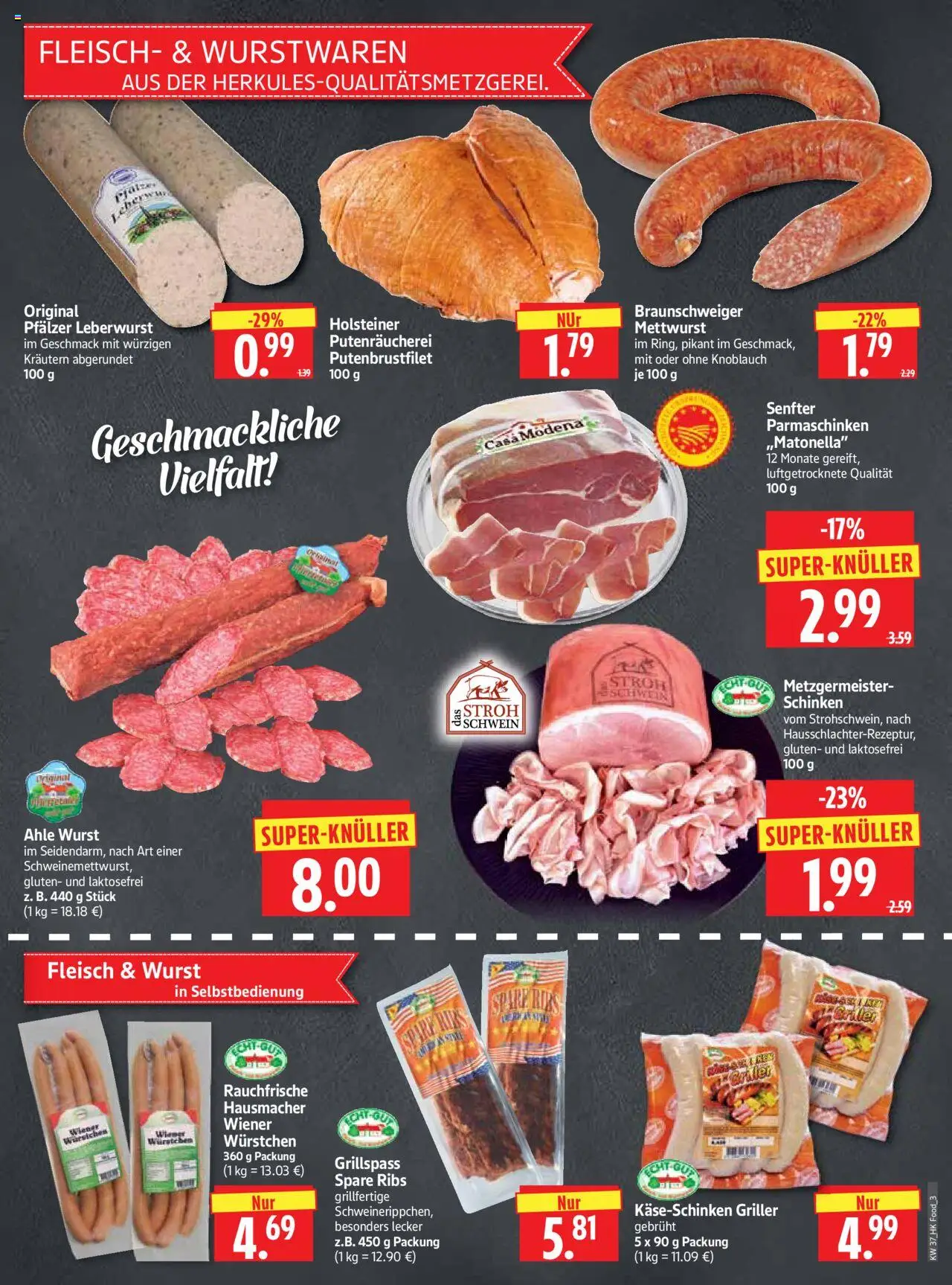 HERKULES Prospekt 	 – gültig ab 08.09.2025 | Seite: 3 | Produkte: Spare ribs, Wurst, Fleisch, Griller