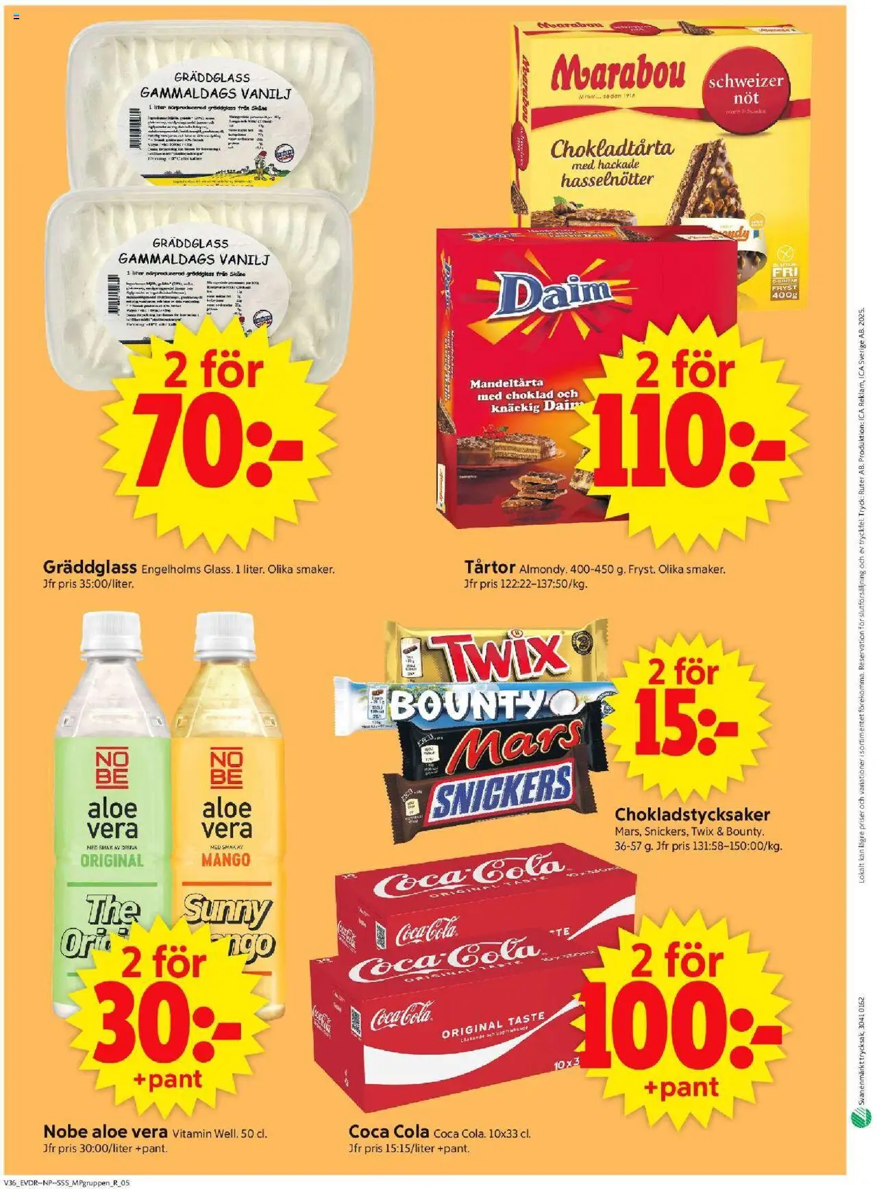 ICA Supermarket reklamblad aktuell från 01.09.2025 | Sida: 14 | Produkter: Coca cola, Choklad, Mango, Mandeltårta