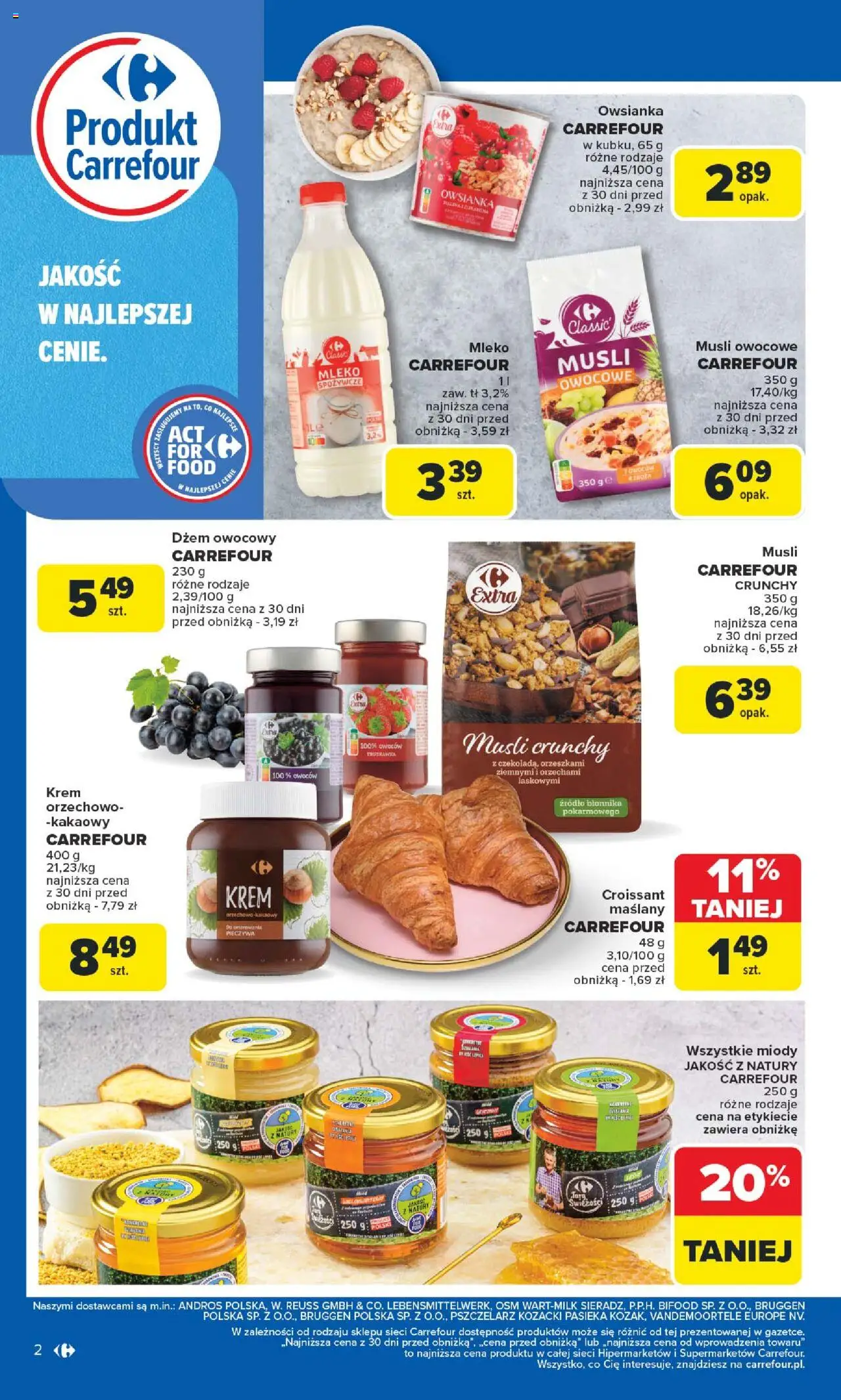 Carrefour Gazetka - Produkt Carrefour od poniedziałku od 02.06.2025 | Strona: 2 | Produkty: Owsianka, Dżem, Mleko, Krem