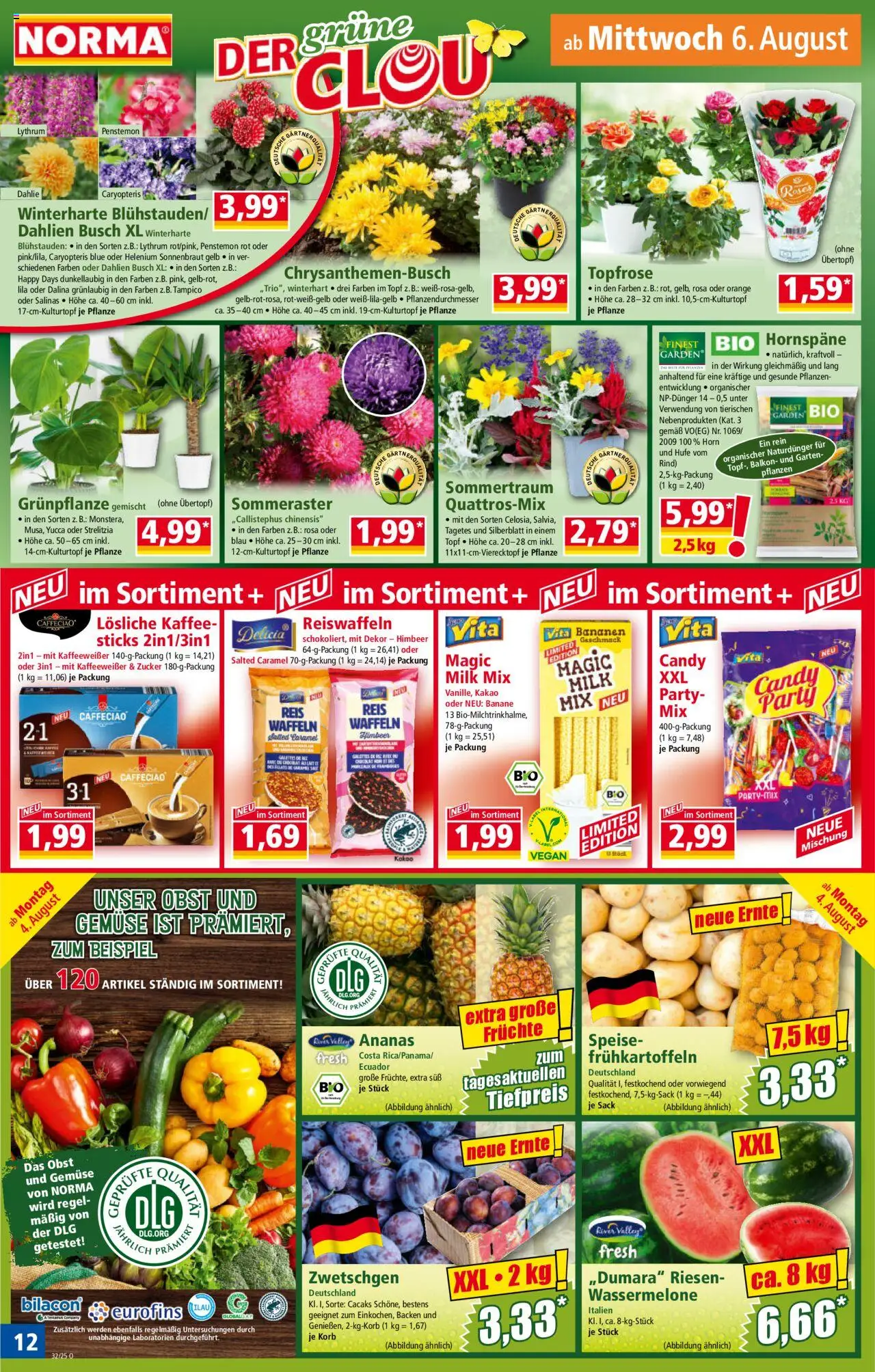 Norma Prospekt 	 - gültig ab dem 04.08.2025 | Seite: 12 | Produkte: Kaffee, Korb, Zwetschgen, Obst