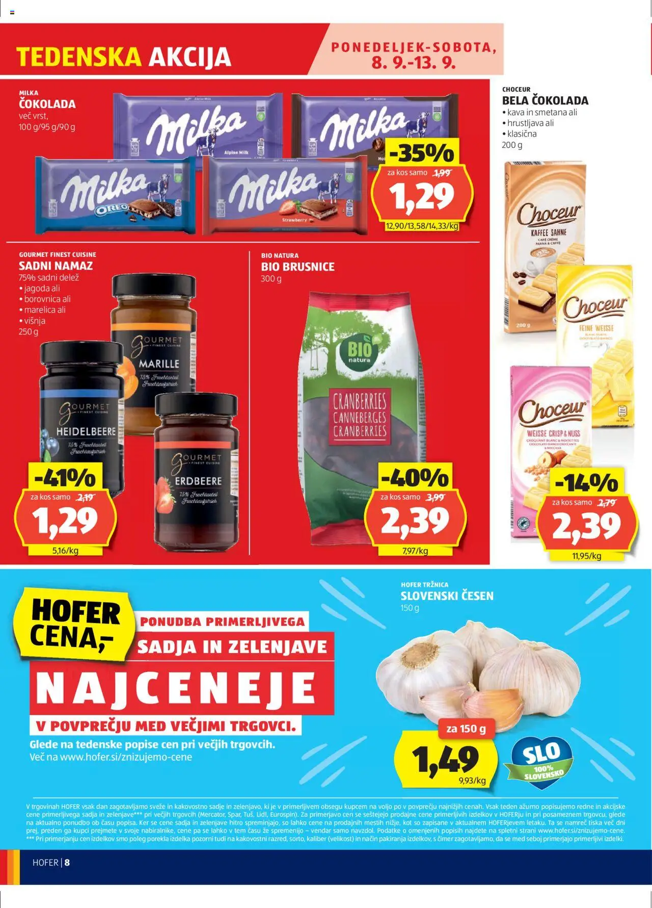 Hofer SI katalog | vrijedi od 04.09.2025 | Stranica: 8 | Proizvodi: Med, Čokolada, Borovnica, Milka