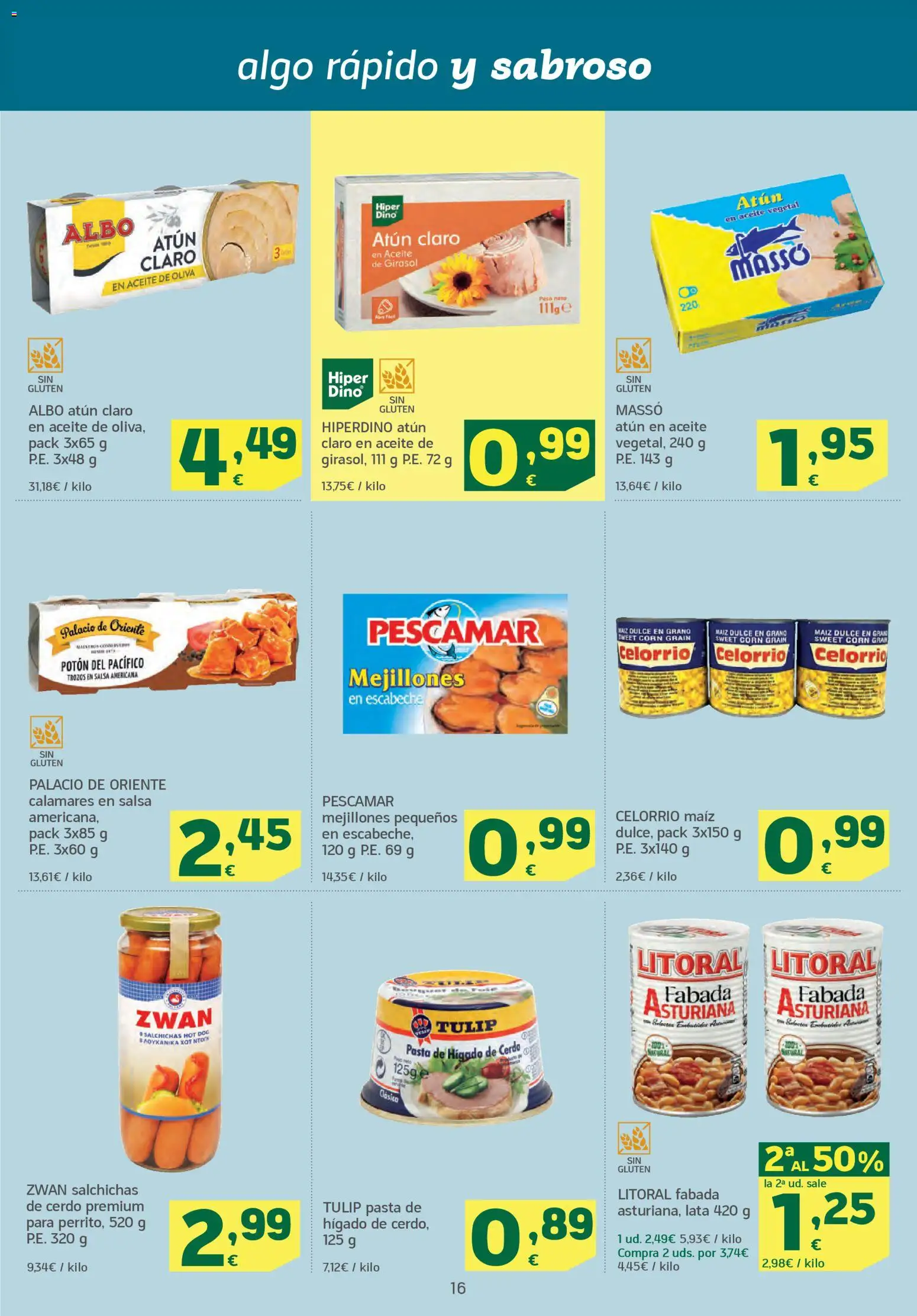 HiperDino folleto │ válido desde el 07.01.2026 | Página: 16 | Productos: Calamares, Aceite, Cerdo, Atún claro