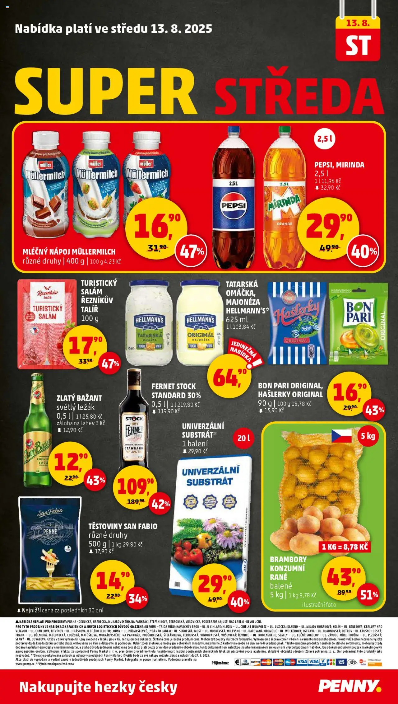 Penny Market leták - Čtvrtečník od 07.08.2025 | Strana: 28 | Produkty: Salám, Brambory, Body, Müllermilch
