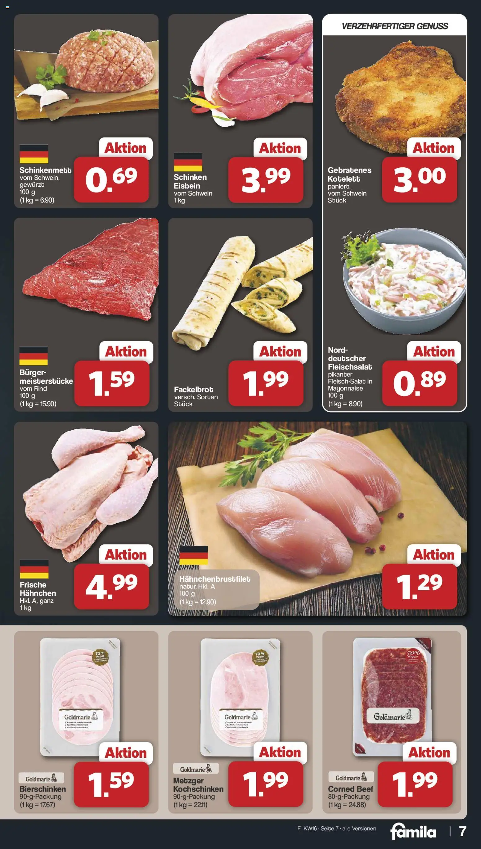 Famila Nordwest Prospekt 	 – gültig ab 13.04.2026 | Seite: 7 | Produkte: Hahnchen, Burger, Mayonnaise, Schinken