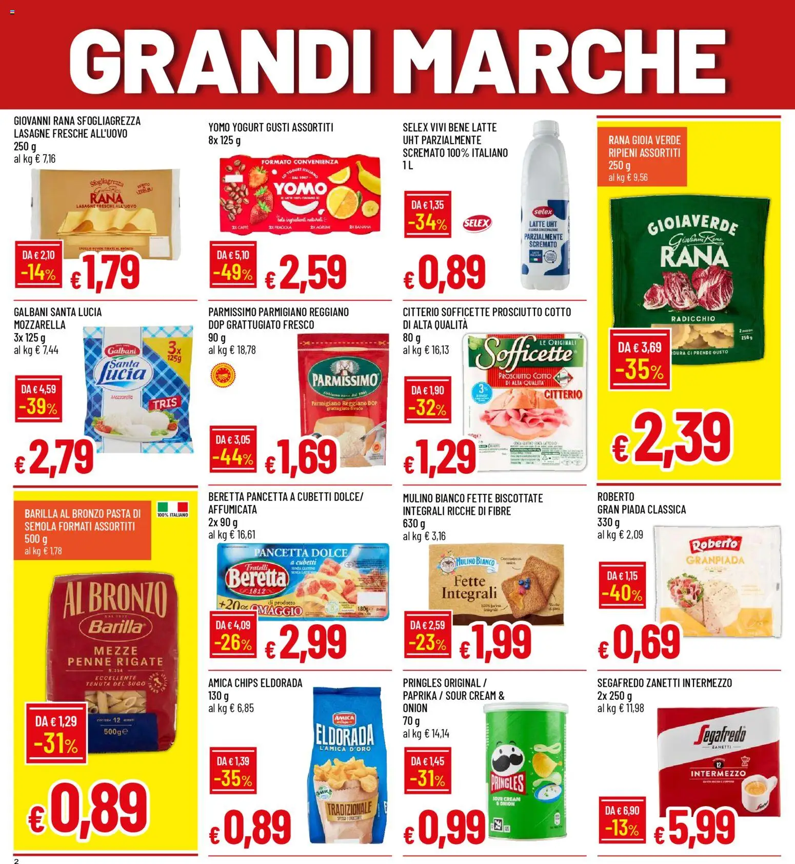 Volantino Famila del 08.01.2026 | Pagina: 2 | Prodotti: Prosciutto Cotto, Latte, Pasta, Penne