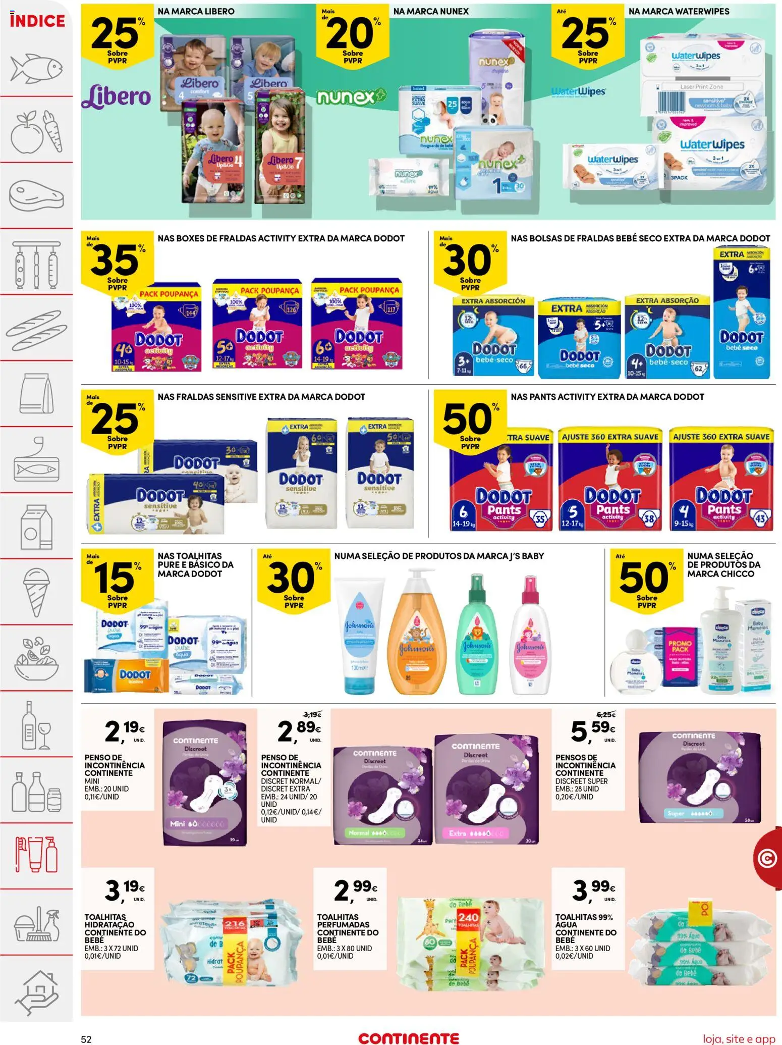 Continente folheto │ válido de 16.12.2025 | Página: 52 | Produtos: Agua, Fraldas, Fraldas dodot