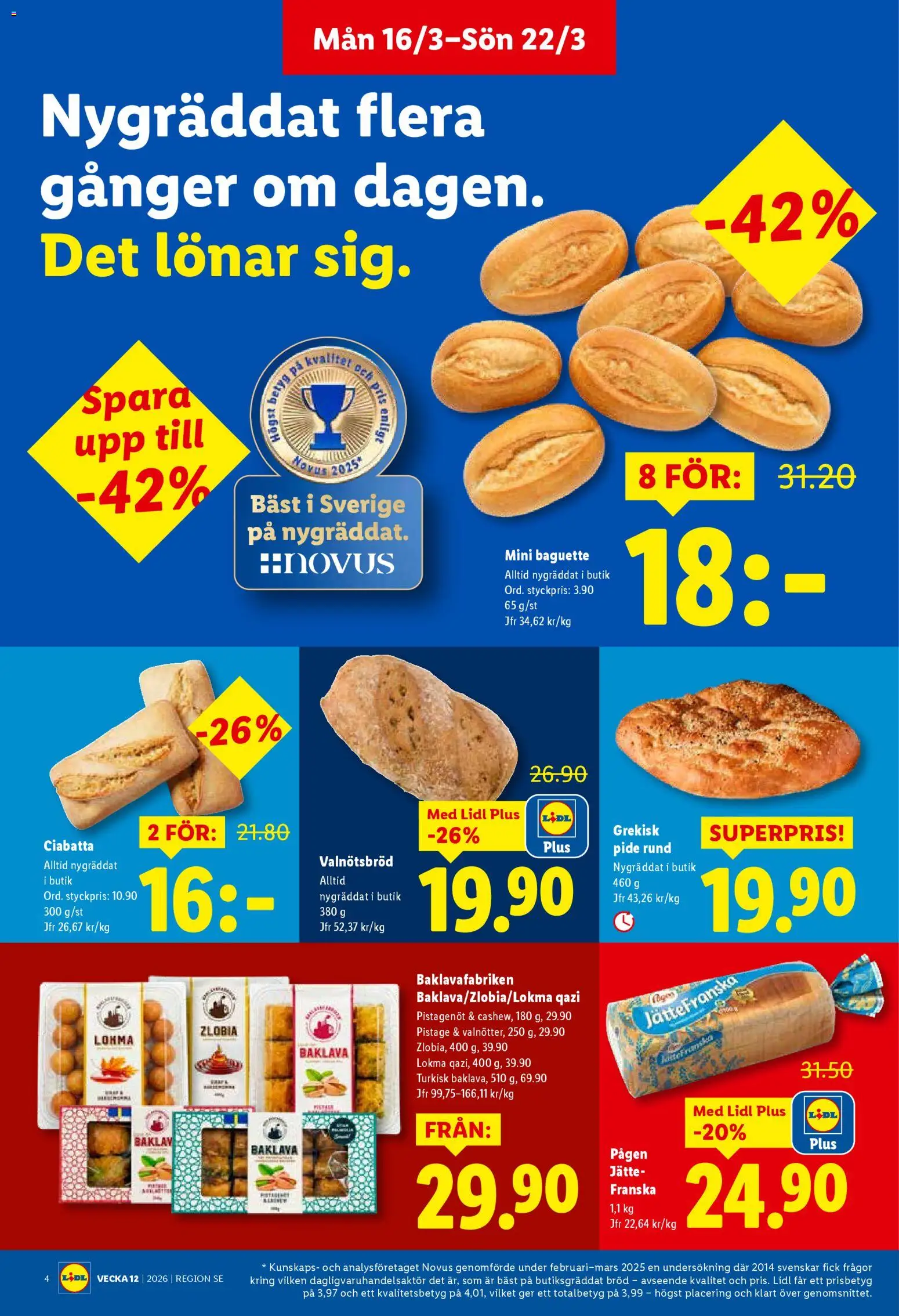 Lidl reklamblad aktuell från 16.03.2026 | Sida: 4 | Produkter: Baguette, Bröd
