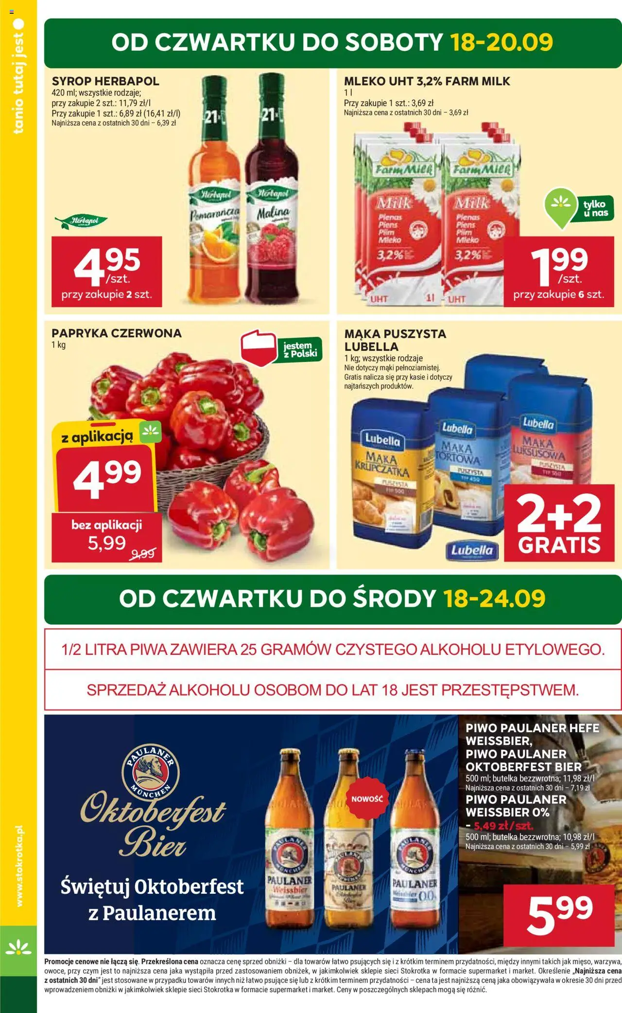Stokrotka Gazetka od 18.09.2025 | Strona: 2 | Produkty: Syrop, Stokrotka, Mleko, Papryka czerwona