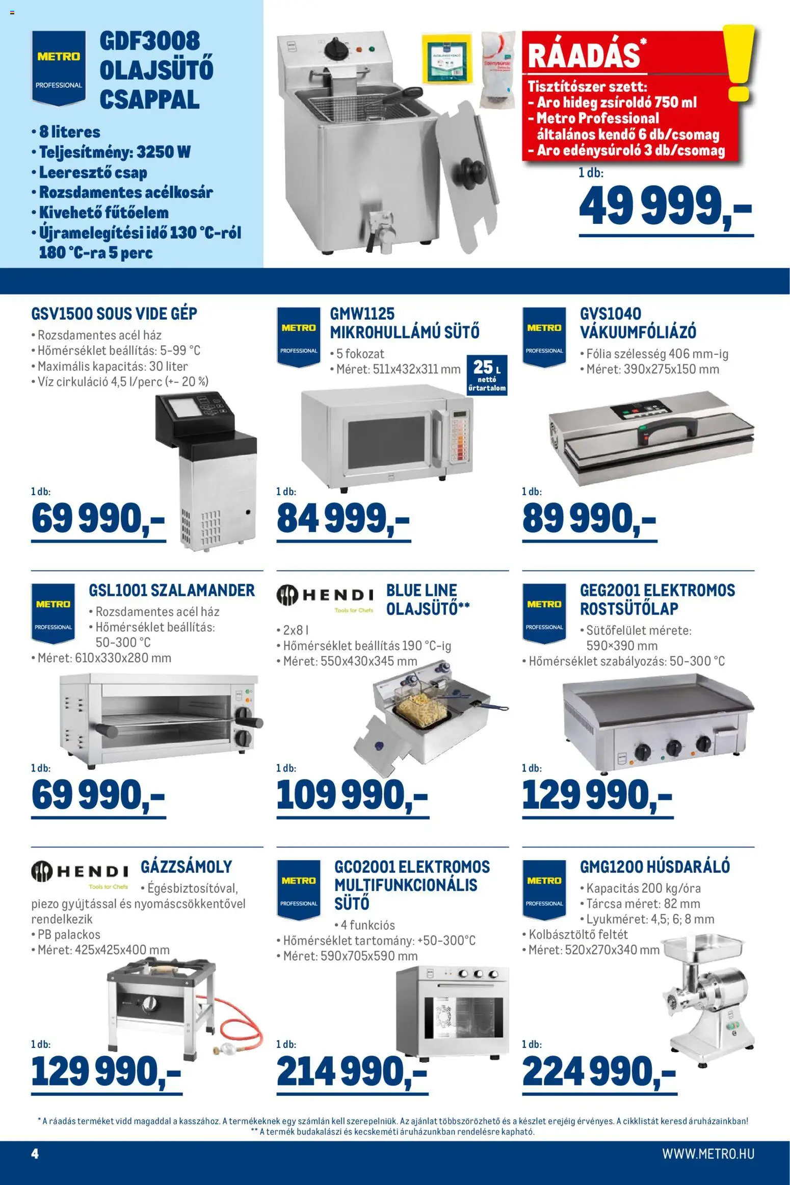 Metro akciós ujság - amely érvényes a következő dátumtól: 02.11.2025 | Oldal: 4 | Termékek: Kendő, Sütő, Mikrohullámú sütő, Húsdaráló