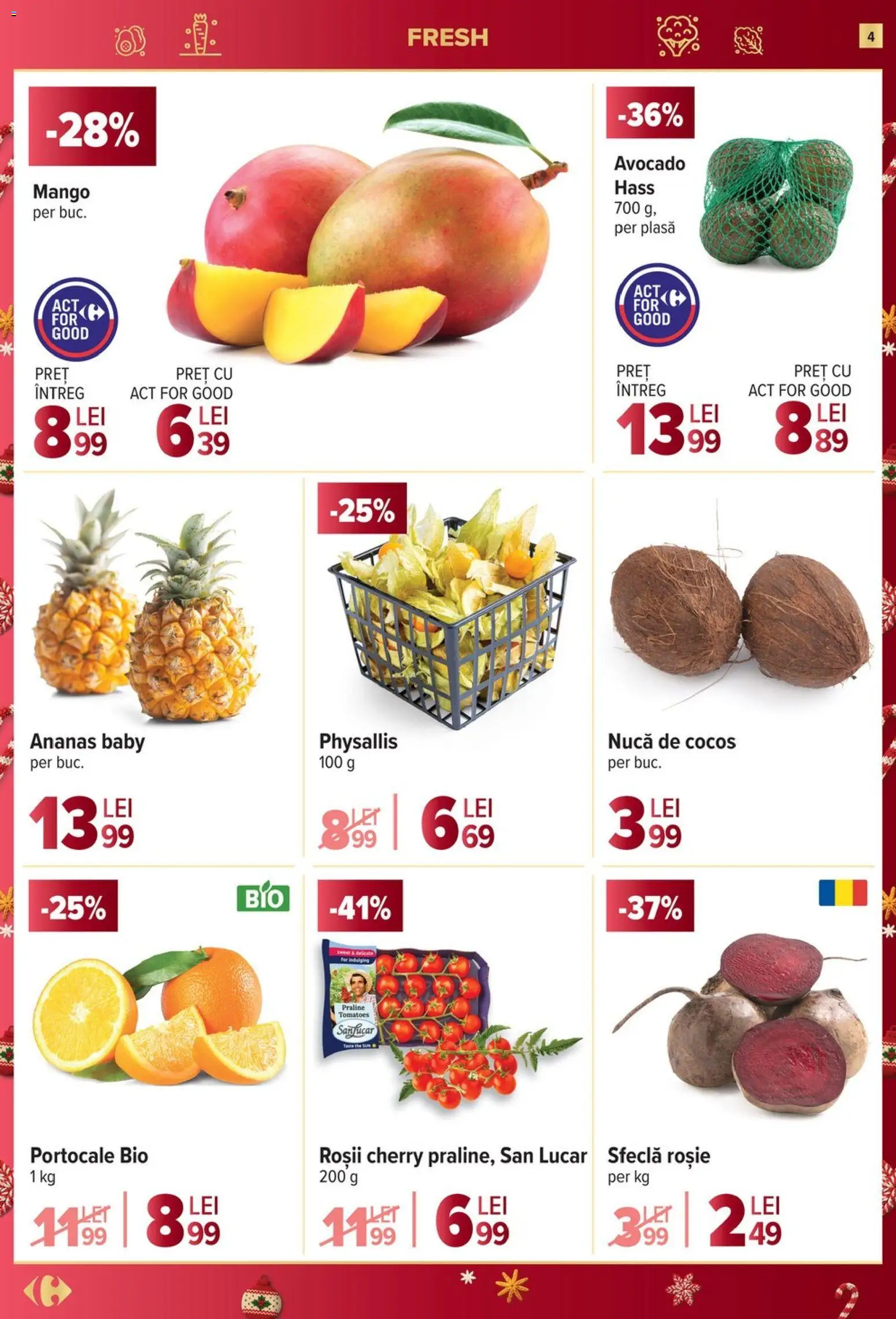 Noul catalog Carrefour – valabil de la 10.12.2025 | Pagină: 4 | Produse: Şerit ödül, Praline, Avocado, Mango