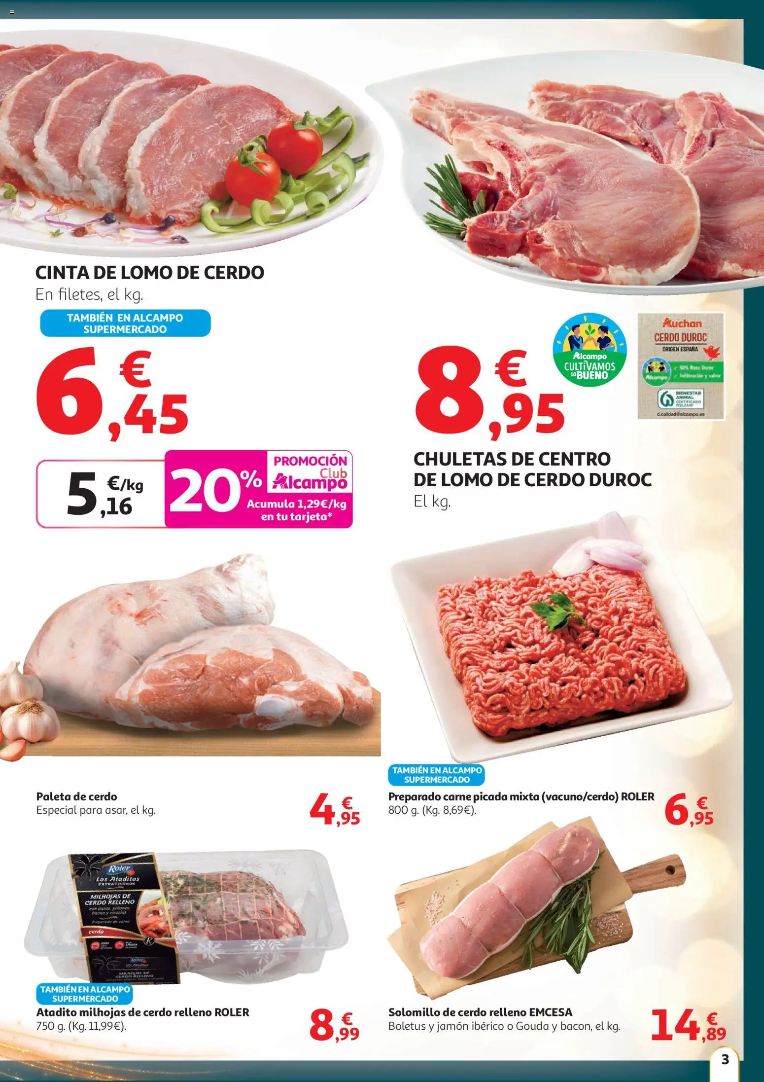 Alcampo - HP Unico │ válido desde el 11.12.2025 | Página: 3 | Productos: Solomillo de cerdo, Jamón ibérico, Jamón, Cerdo