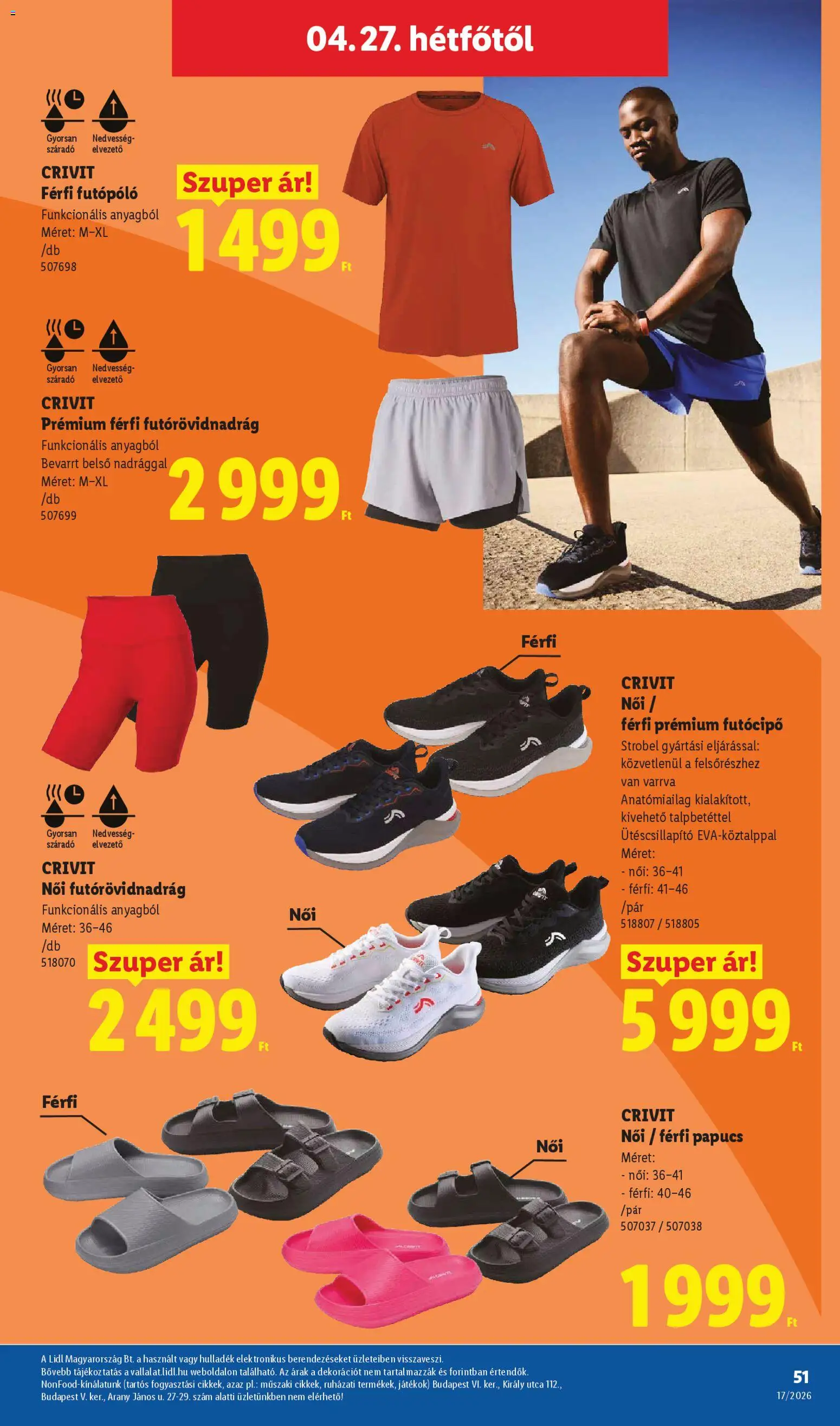 Lidl akciós ujság - amely érvényes a következő dátumtól: 23.04.2026 | Oldal: 51 | Termékek: Papucs, Futócipő, Játékok